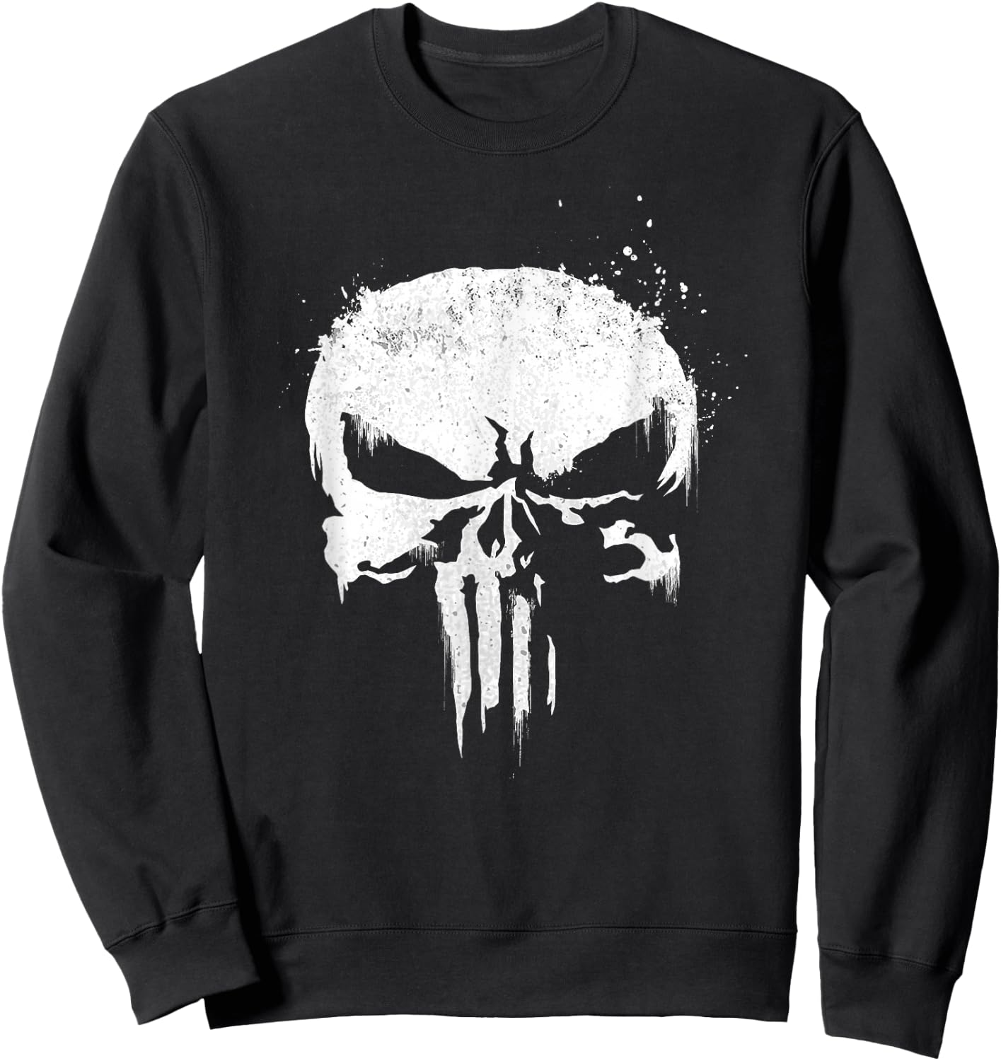 Marvel The Punisher White Ink Splatter Skull Logo Sweatshirt - Sweatshirt | Black