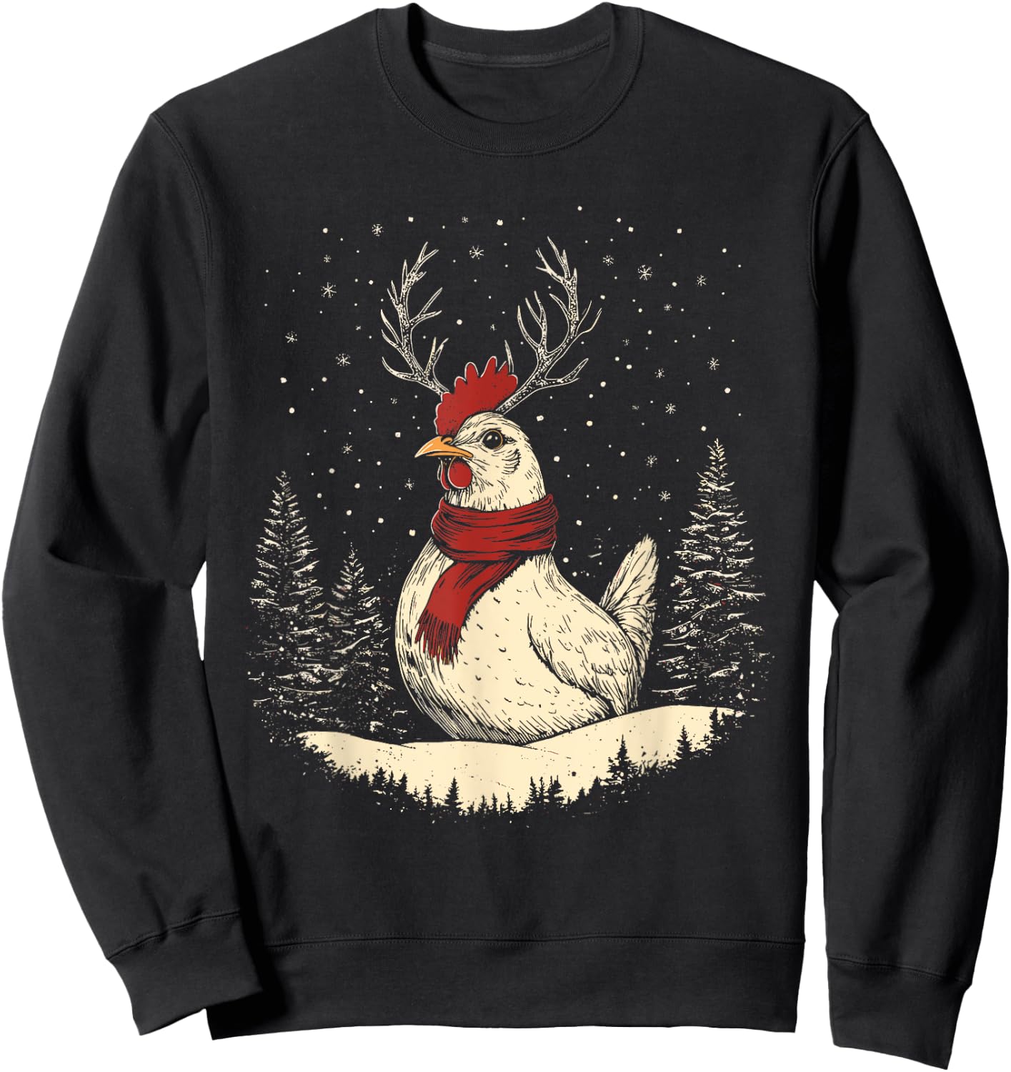 Chicken Reindeer Farmer Christmas Xmas Sweatshirt - Sweatshirt | Black