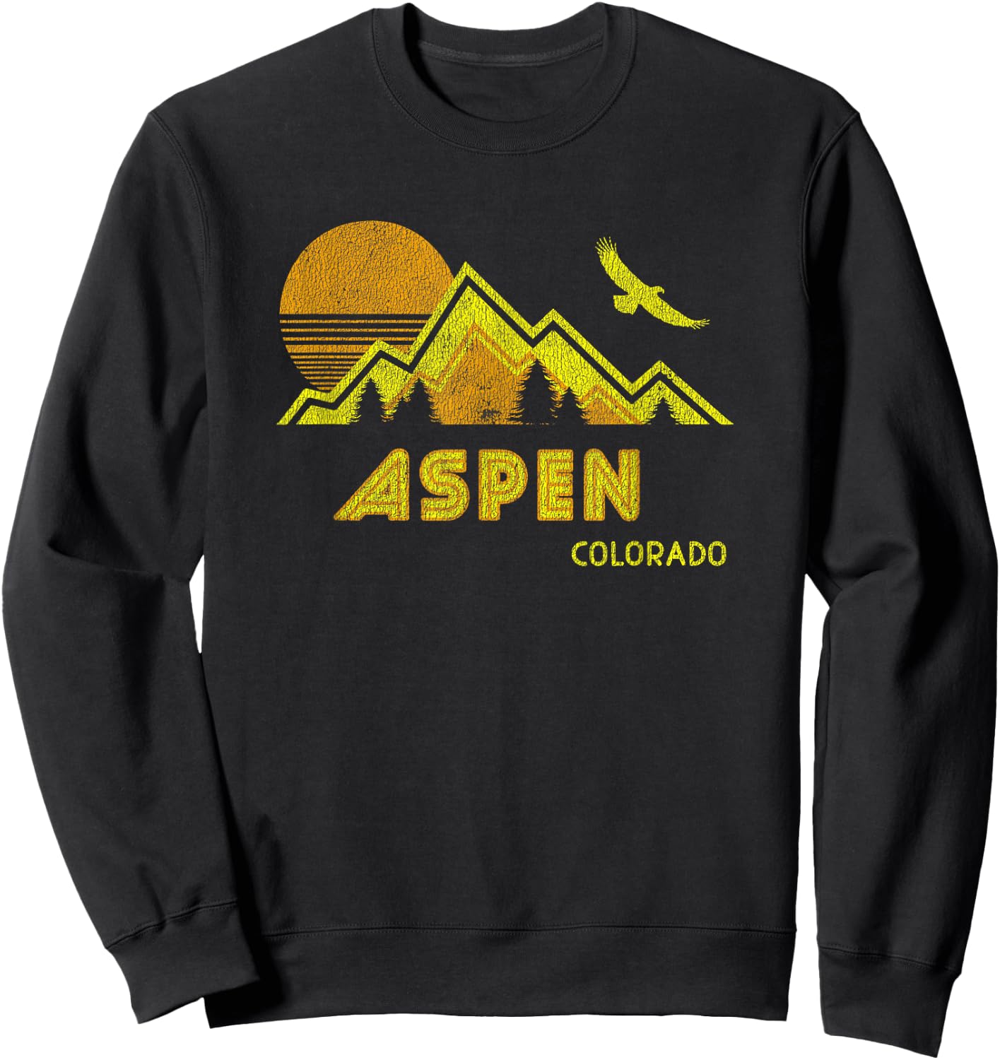 Retro Aspen Colorado Distressed Home Sweatshirt - Sweatshirt | Black