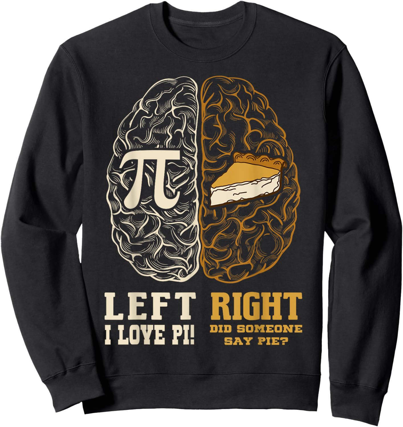 Left Brain Right Brain Pi Day Math Student Teacher Pi Day Sweatshirt - Sweatshirt | Black