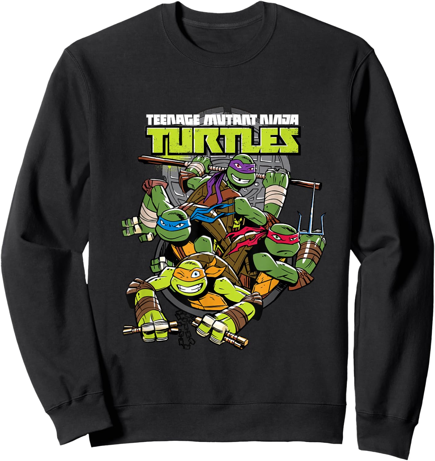TMNT Popping Out Of Sewer Sweatshirt - Sweatshirt | Black