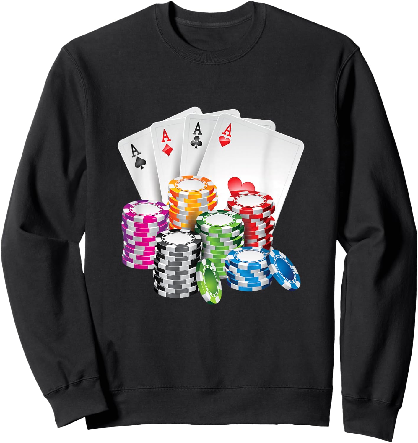 Poker Gambling Card Chips Casino Poker Holdem Sweatshirt - Sweatshirt | Black