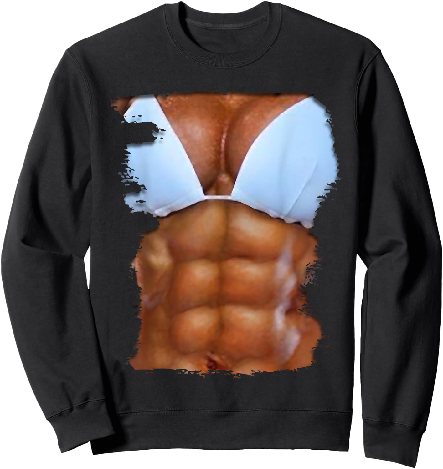 Fake Abs T Shirt Funny Bikini Body Muscle Six Pack 3D Sweatshirt - Sweatshirt | Black