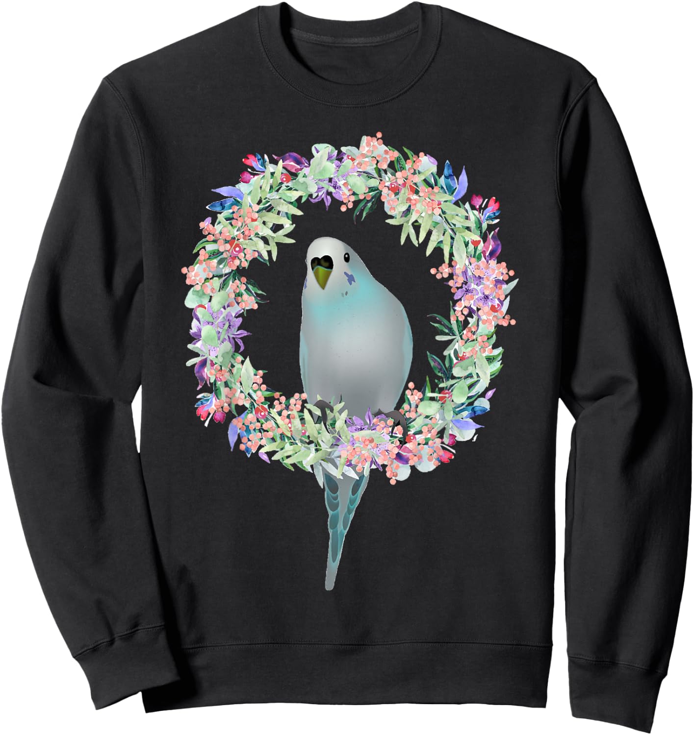 Cute budgies parakeet parrot and children Sweatshirt - Sweatshirt | Black