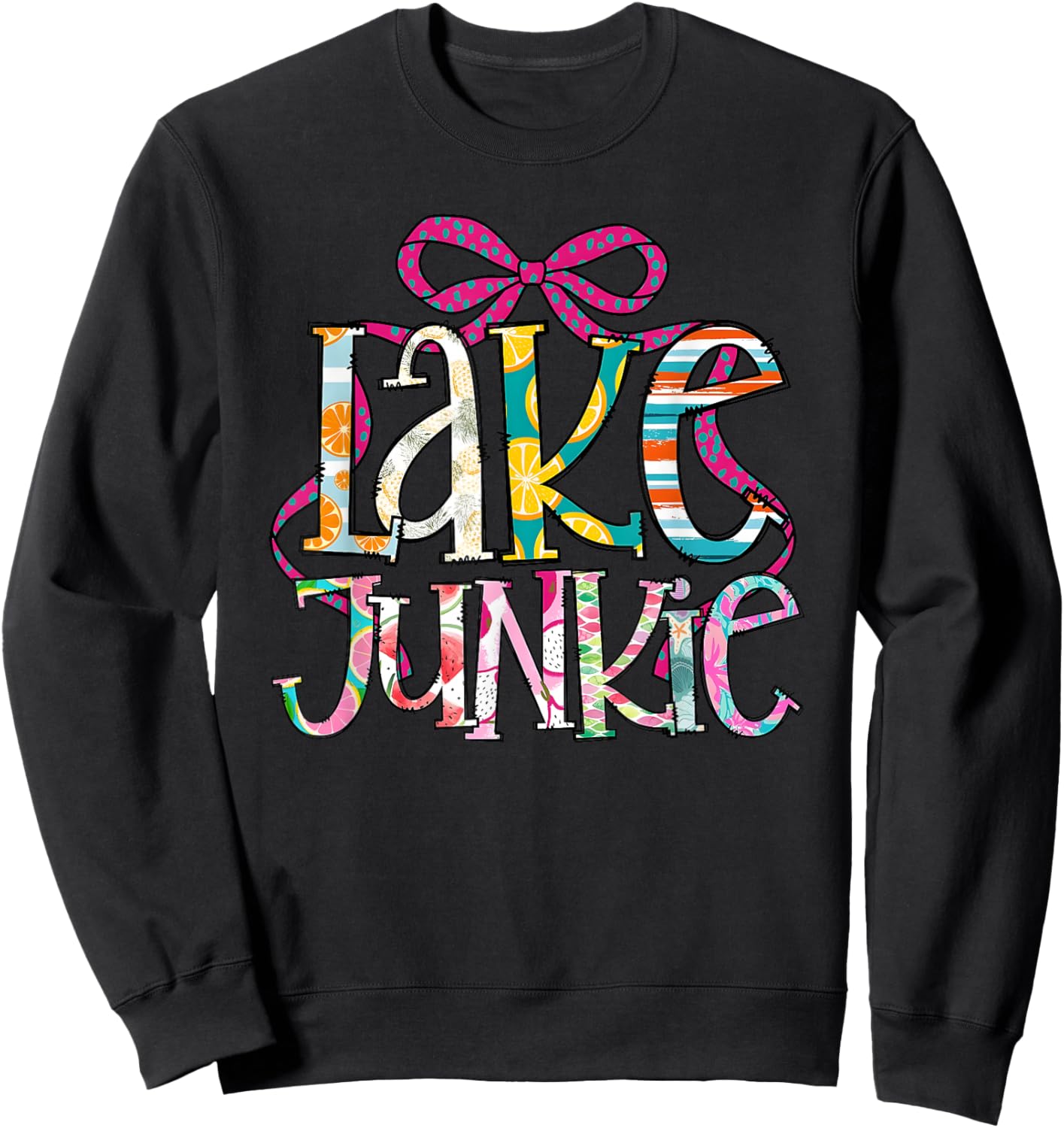Lake Junkie, Retro Lake Life, Summer Lake Days Vacation Sweatshirt - Sweatshirt | Black