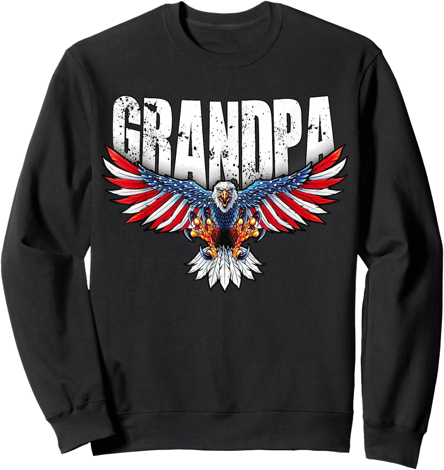 Grandpa Vintage USA Flag Bald Eagle Patriotic 4th of July Sweatshirt - Sweatshirt | Black