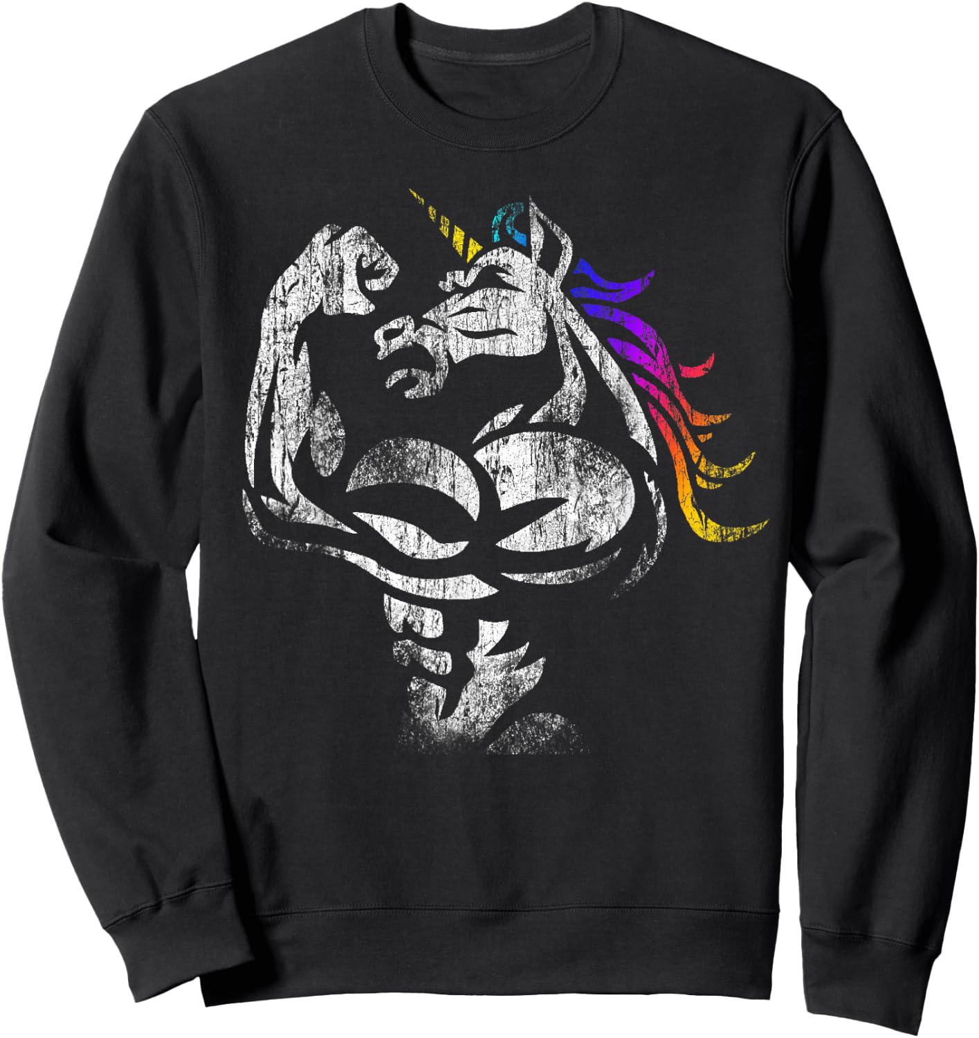 Unicorn Muscle Shirt Birthday Father's Day Gym Sweatshirt - Sweatshirt | Black