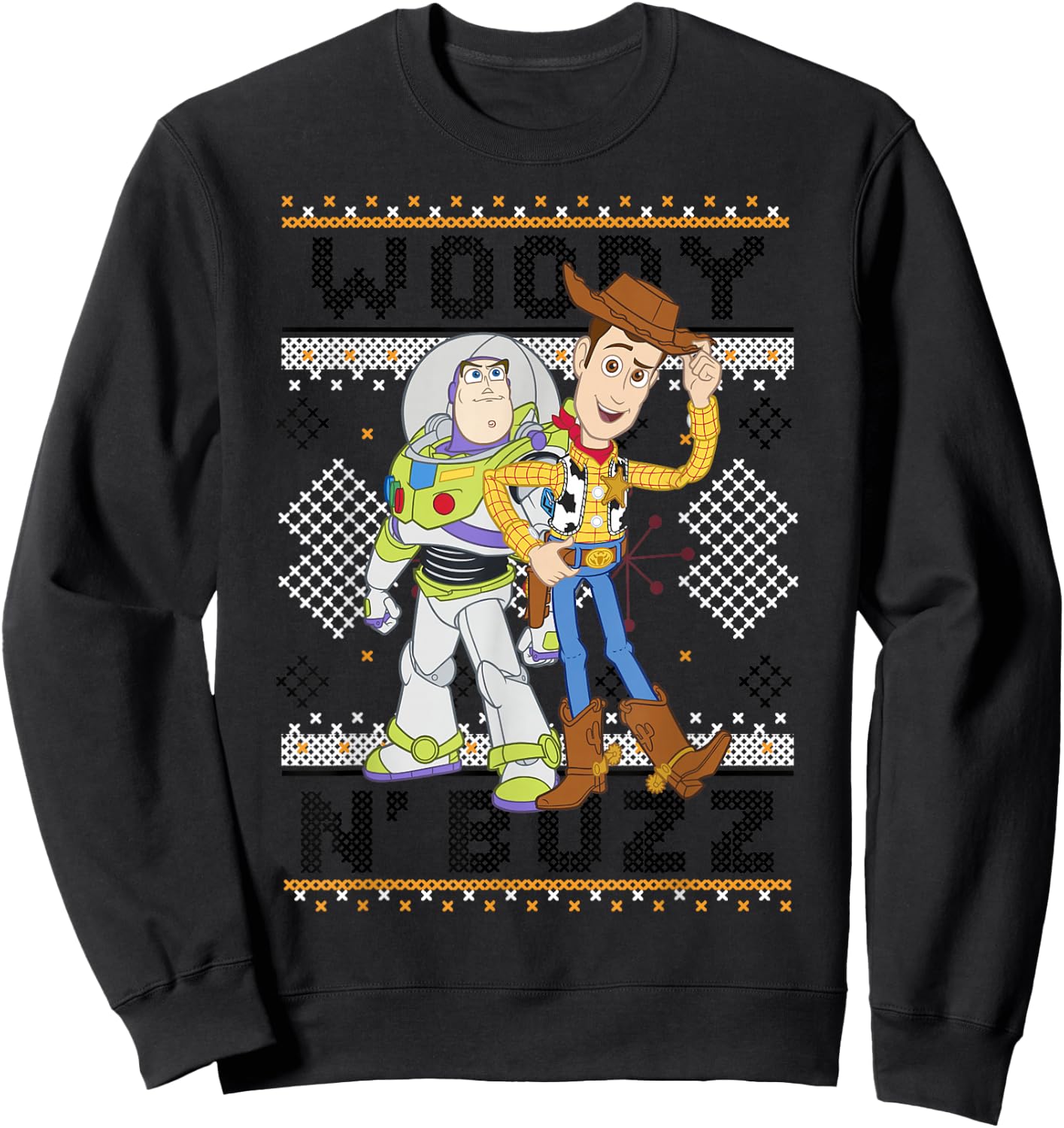 Disney Pixar Toy Story Christmas Ugly Sweater Buzz & Woody Sweatshirt - Sweatshirt | Black