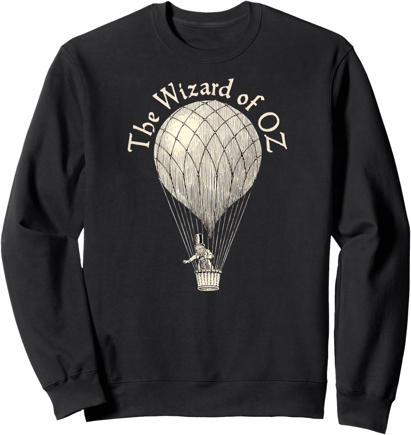 Vintage Wizard of OZ Wizard Art Retro Hot Air Balloon Sweatshirt - Sweatshirt | Black