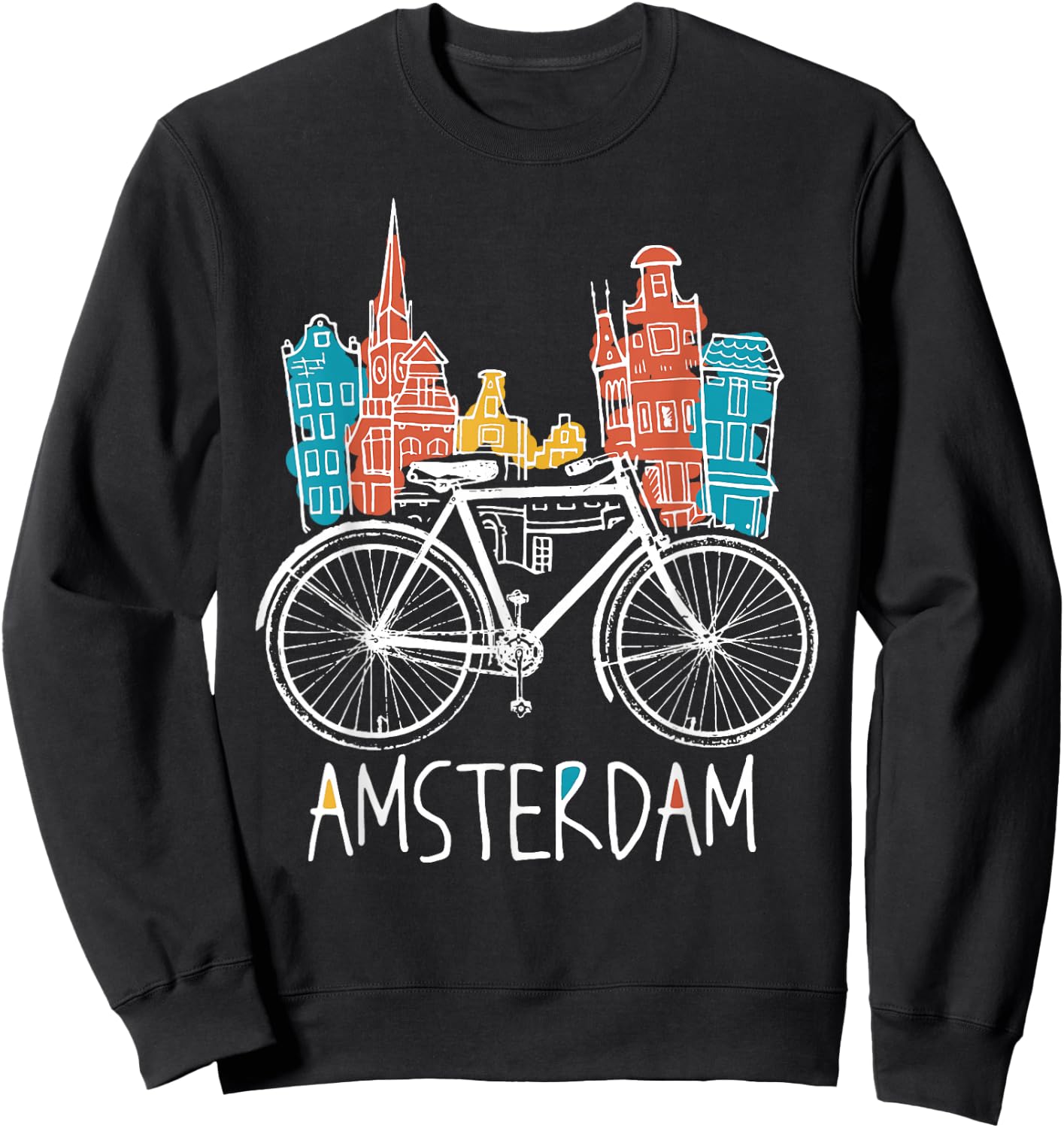 Amsterdam Retro Netherlands Bicycle Bike Gift Sweatshirt - Sweatshirt | Black