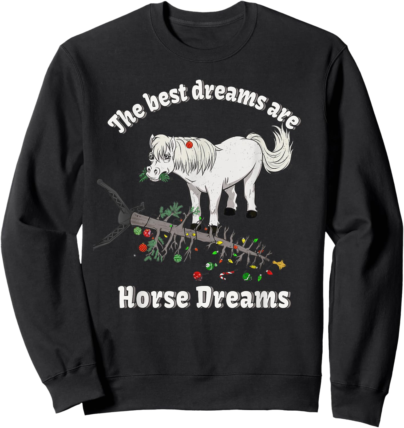 Icelandic Horse riding Shetland Pony Christmas Dreams Gift Sweatshirt - Sweatshirt | Black