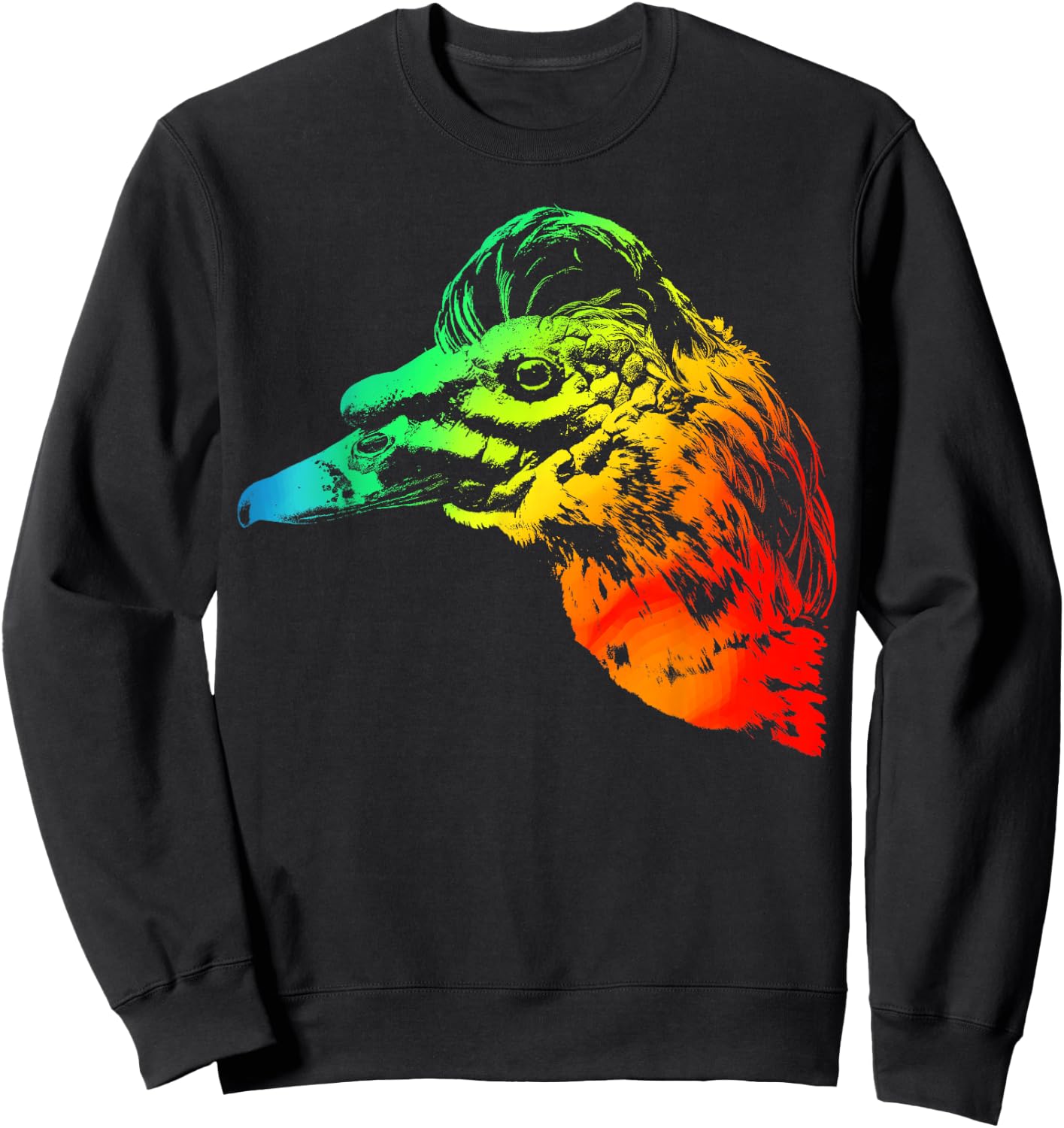 MUSCOVY DUCK Colorful Rainbow Retro Sweatshirt - Sweatshirt | Black