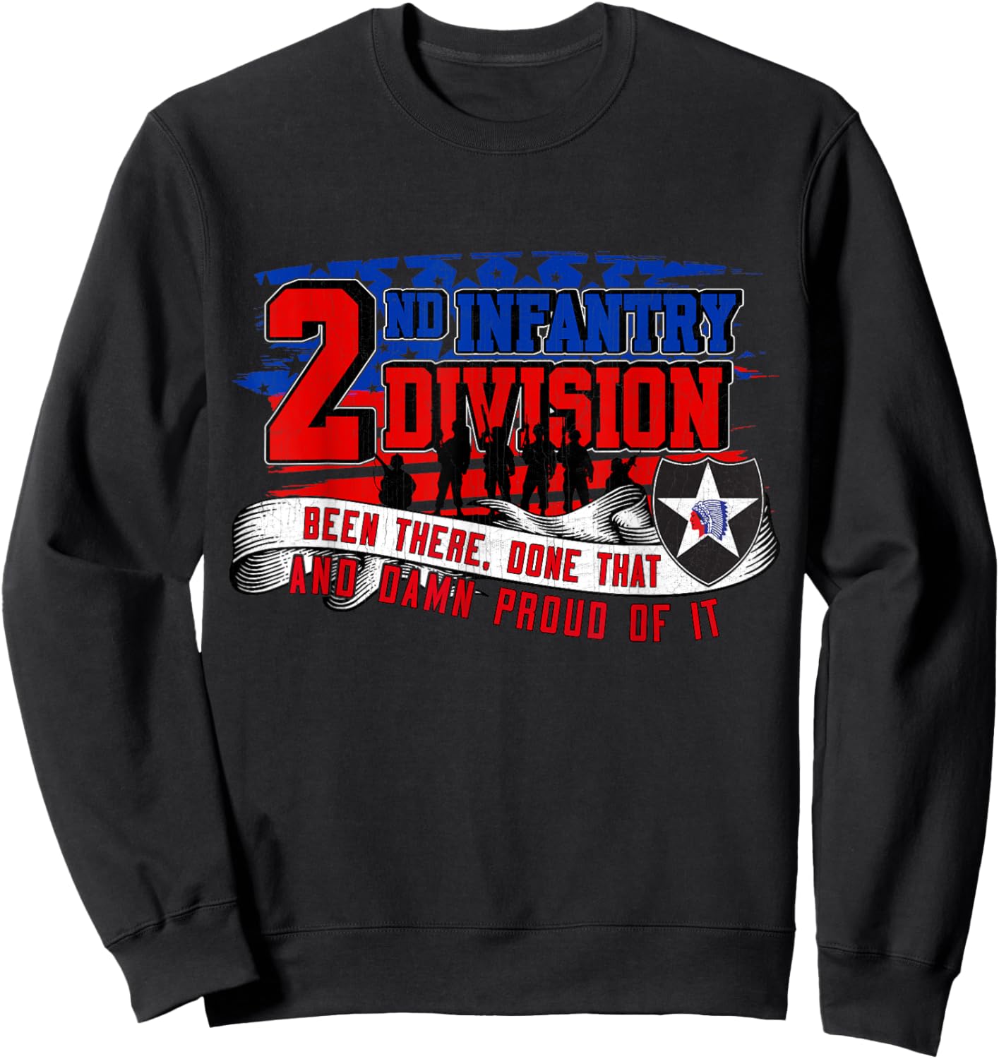 2nd Infantry Division 2nd ID Indianhead Veteran Gifts Sweatshirt - Sweatshirt | Black