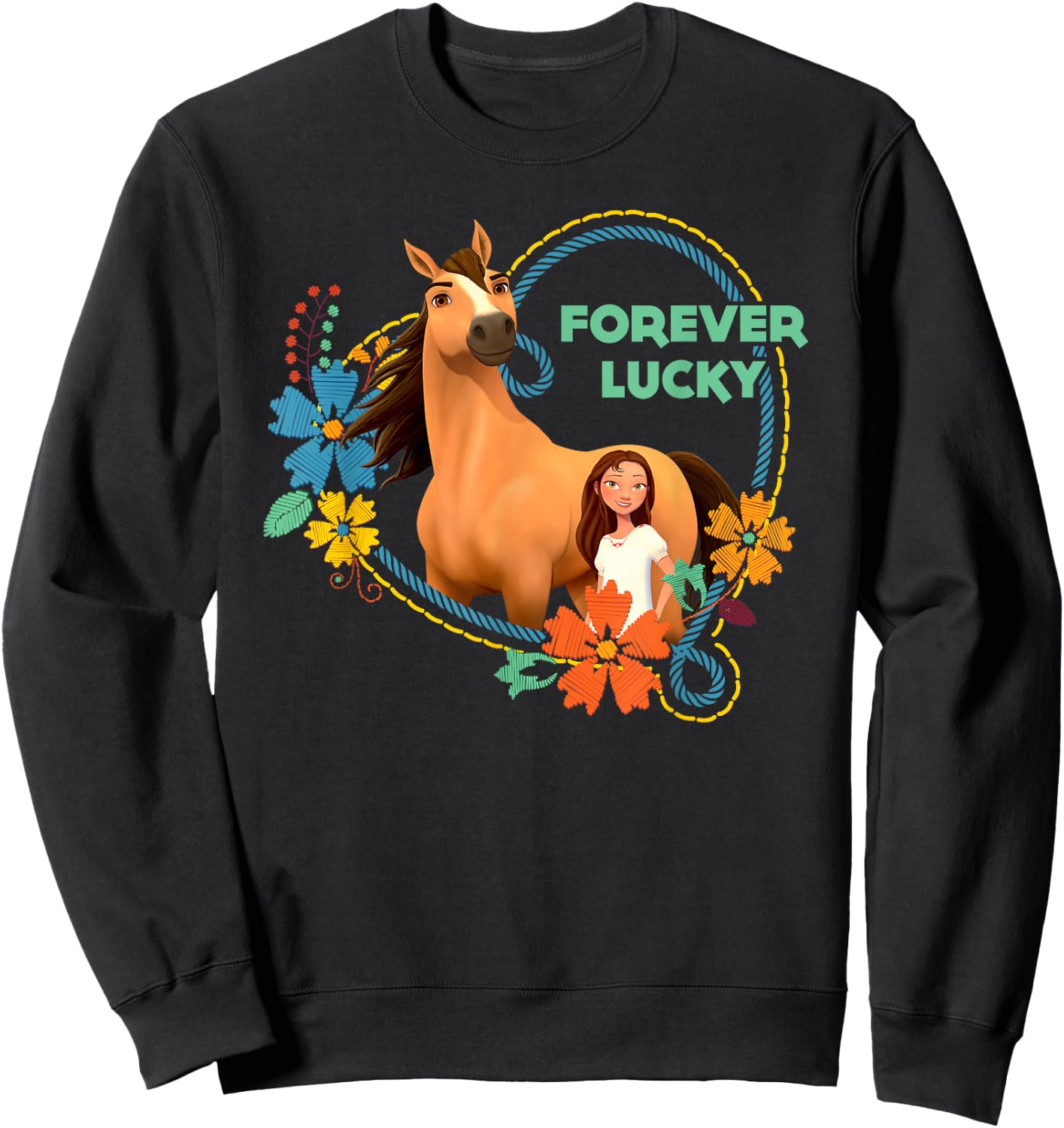 Spirit Riding Free Forever Happy Sweatshirt - Sweatshirt | Black