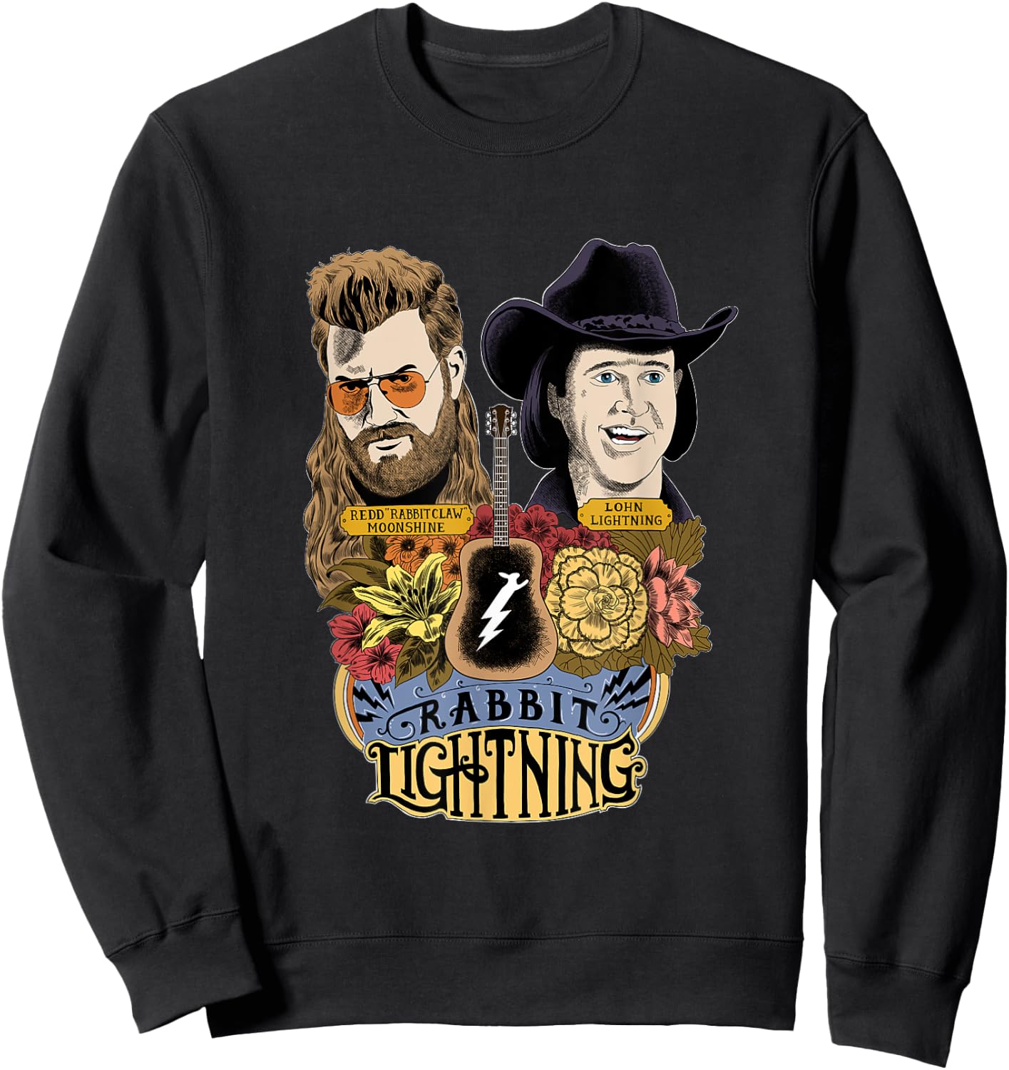MYTHICAL Rabbit Lightning - Adults - Black - Small - Short Sleeve - Cotton, Polyester - Modern Lightning Print - Novelty Sweatshirt - Sweatshirt | Black