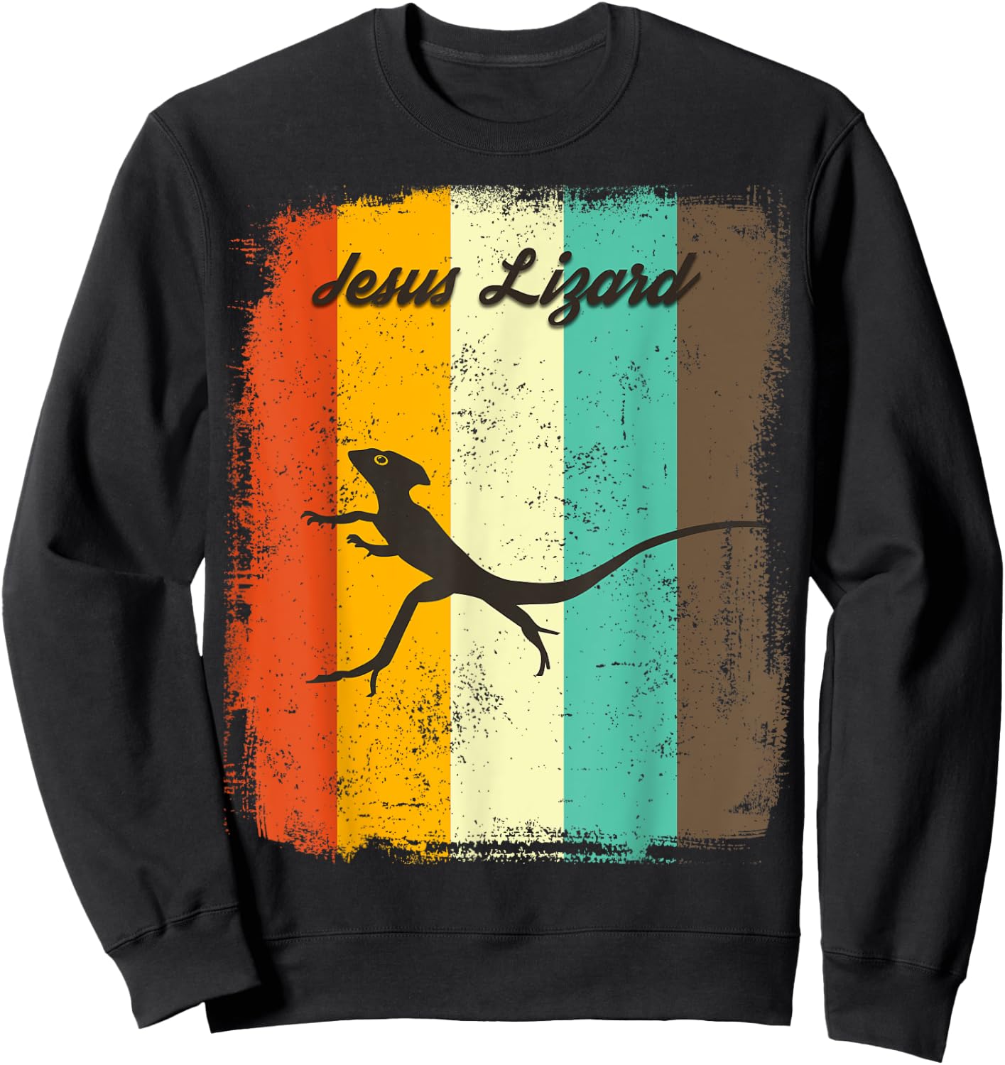 Jesus Lizard Retro 70s Vintage Reptile Lover Sweatshirt - Sweatshirt | Black