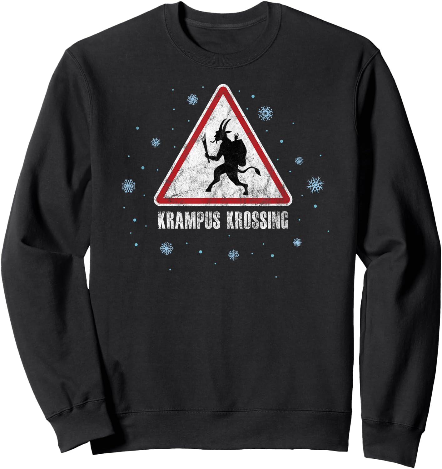 Christmas Krampus Crossing Sign Sweatshirt - Sweatshirt | Black