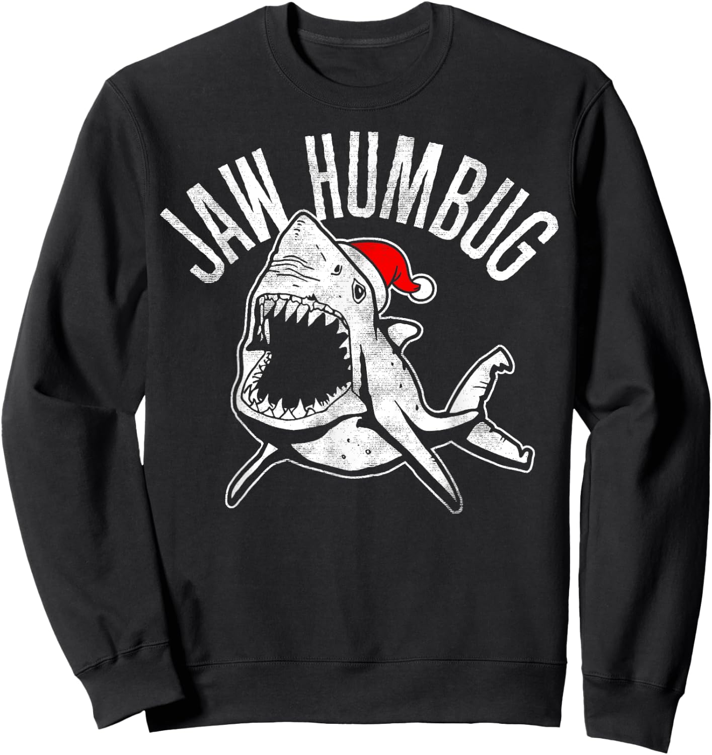 Jaw Humbug Christmas Shark Santa Hat Sweatshirt - Sweatshirt | Black