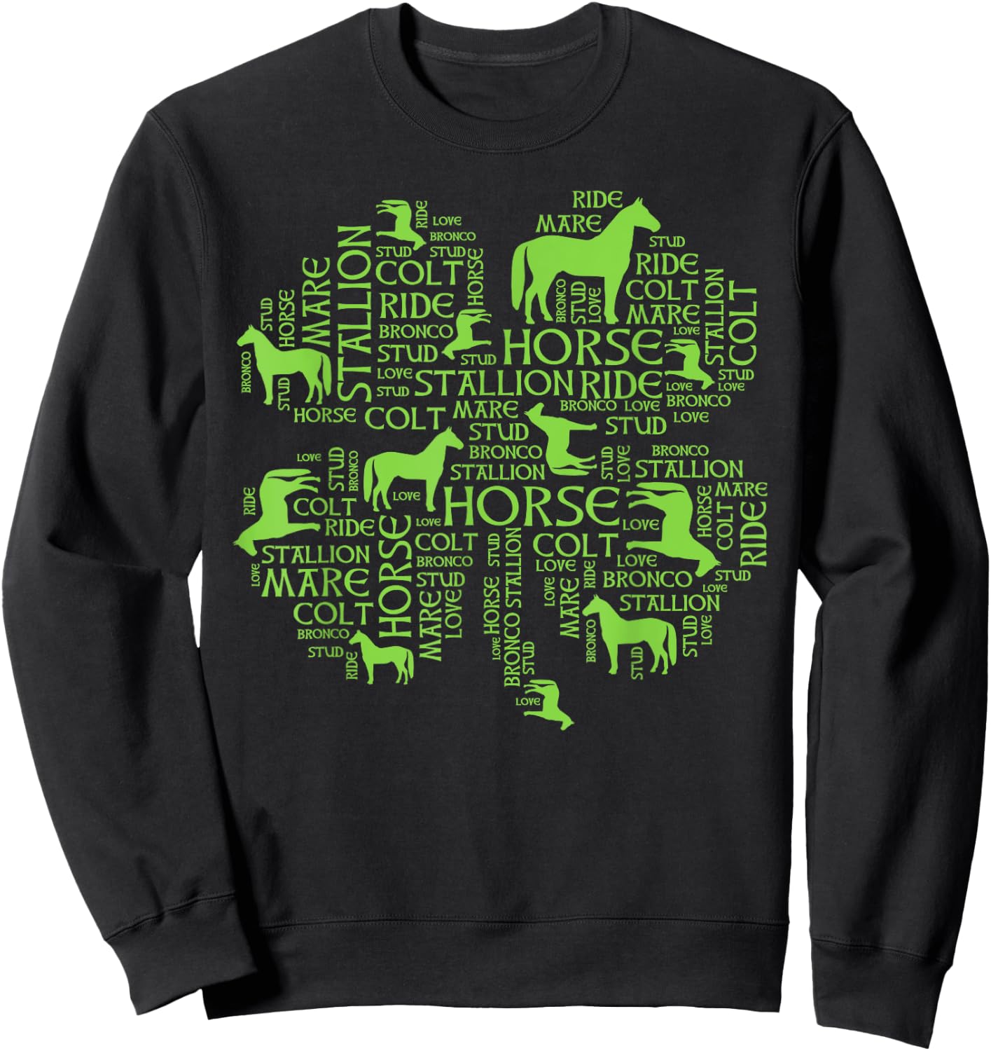 Horse St. Patrick's Day Irish - Clover Sweatshirt - Sweatshirt | Black