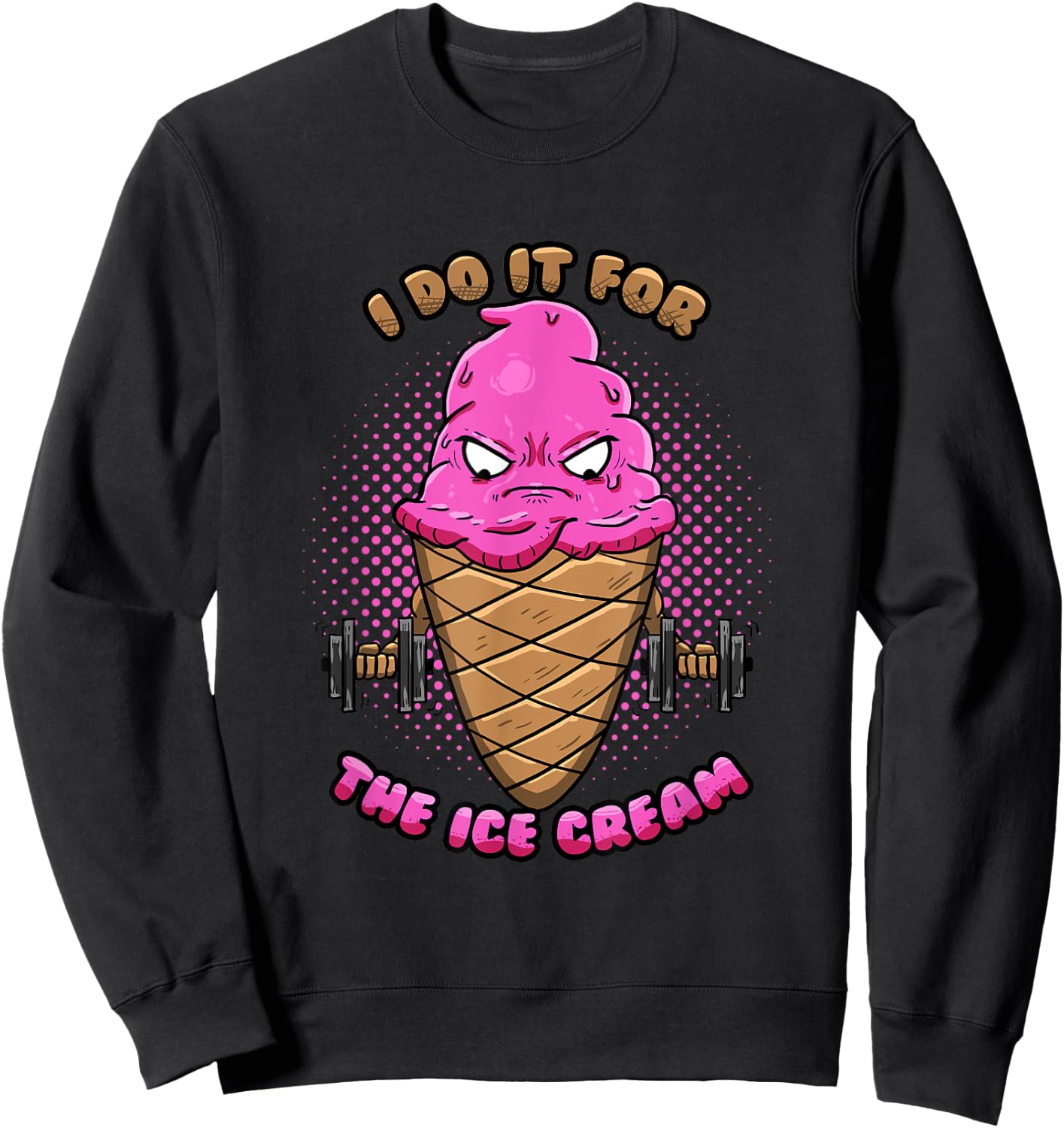 Strawberry Ice Cream Workout Funny Gym Fitness Gift Sweatshirt - Sweatshirt | Black