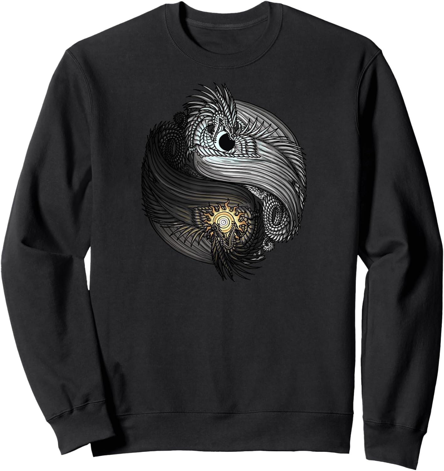 The Dreaming Dragon Sun and Moon Yin Yang Dragons Sweatshirt - Sweatshirt | Black