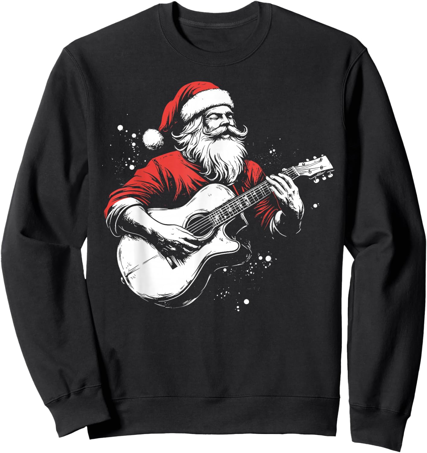Santa Playing Guitar Christmas Musician Guitarist Funny Sweatshirt - Sweatshirt | Black