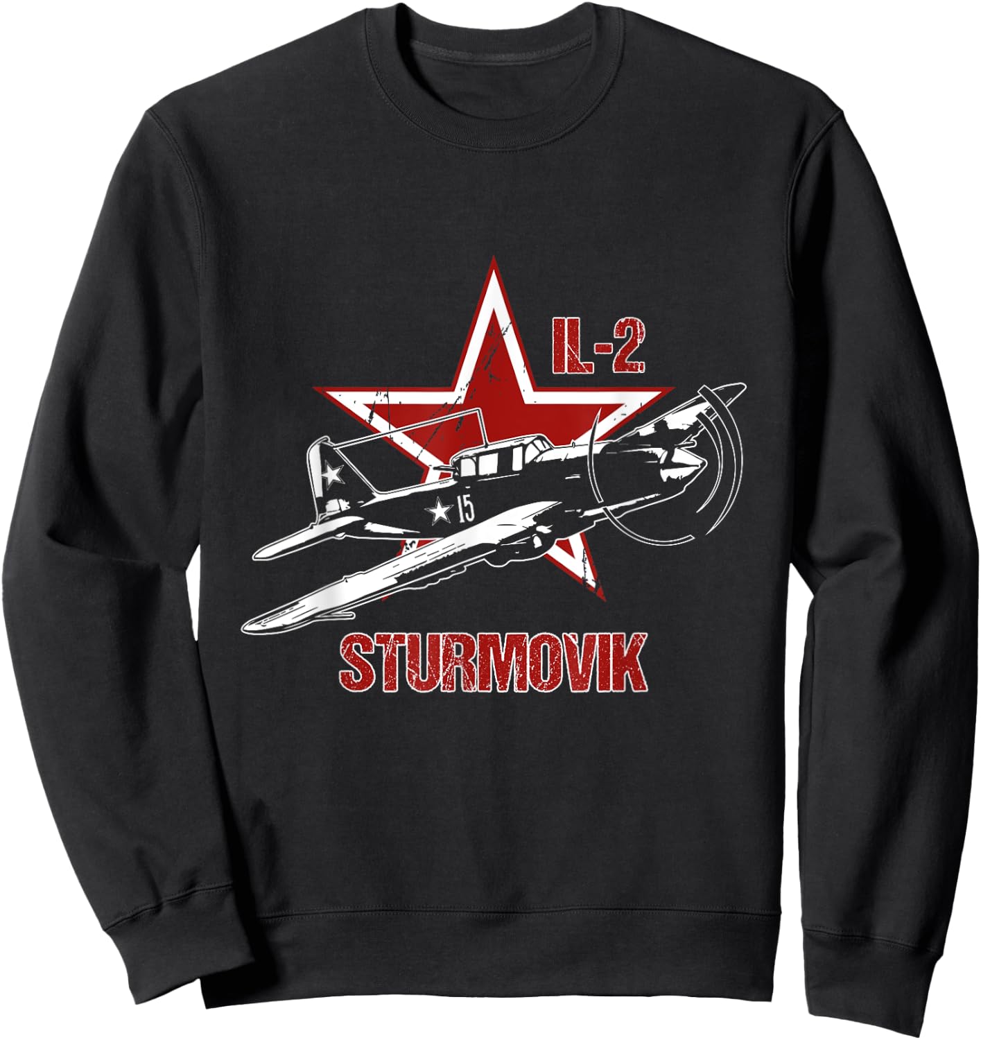 Ilyushin IL2 Sturmovik Russian Star Warbird Aircraft WW2 Red Sweatshirt - Sweatshirt | Black