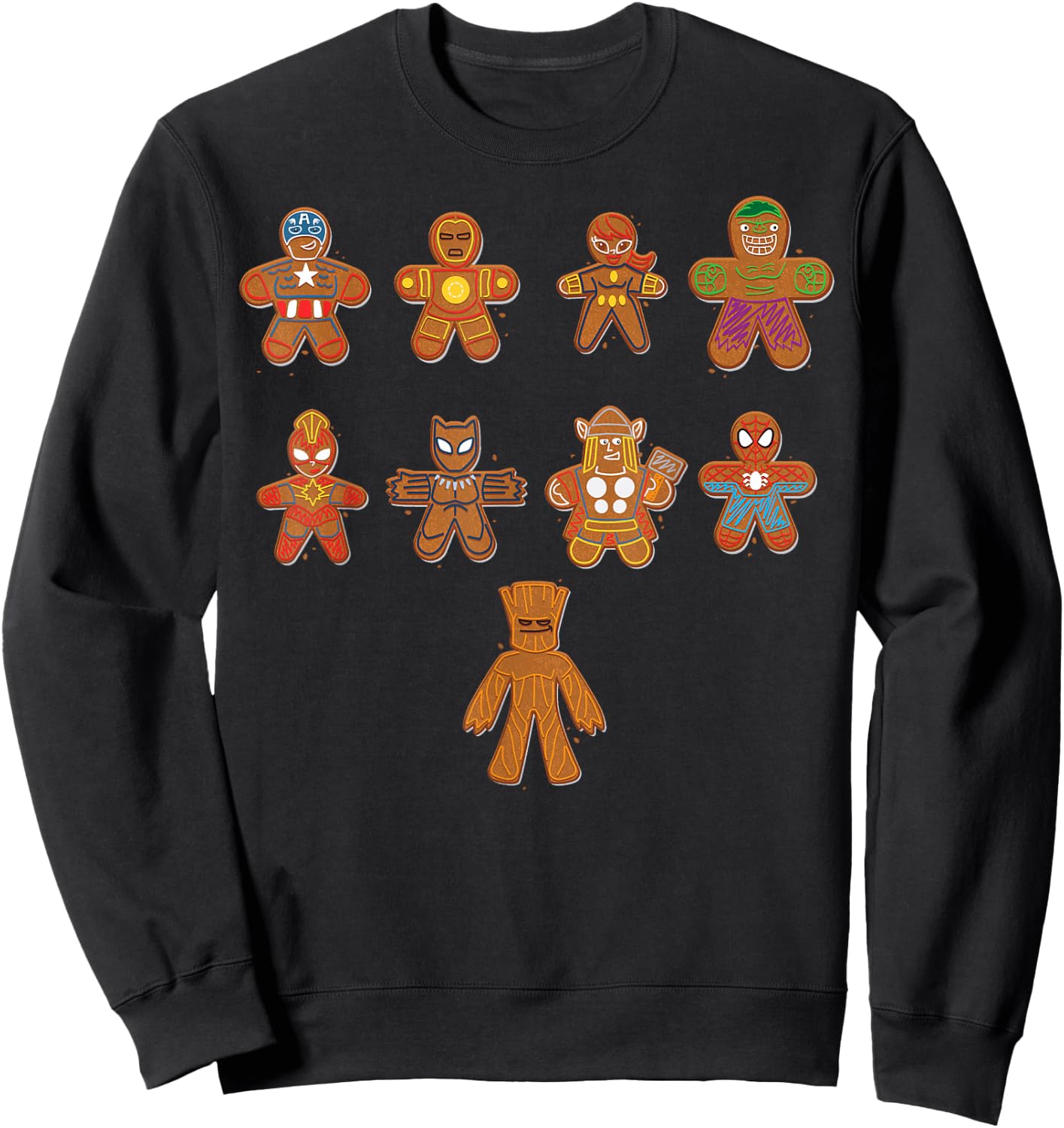 Marvel Avengers Gingerbread Cookie Line Up Sweatshirt - Sweatshirt | Black