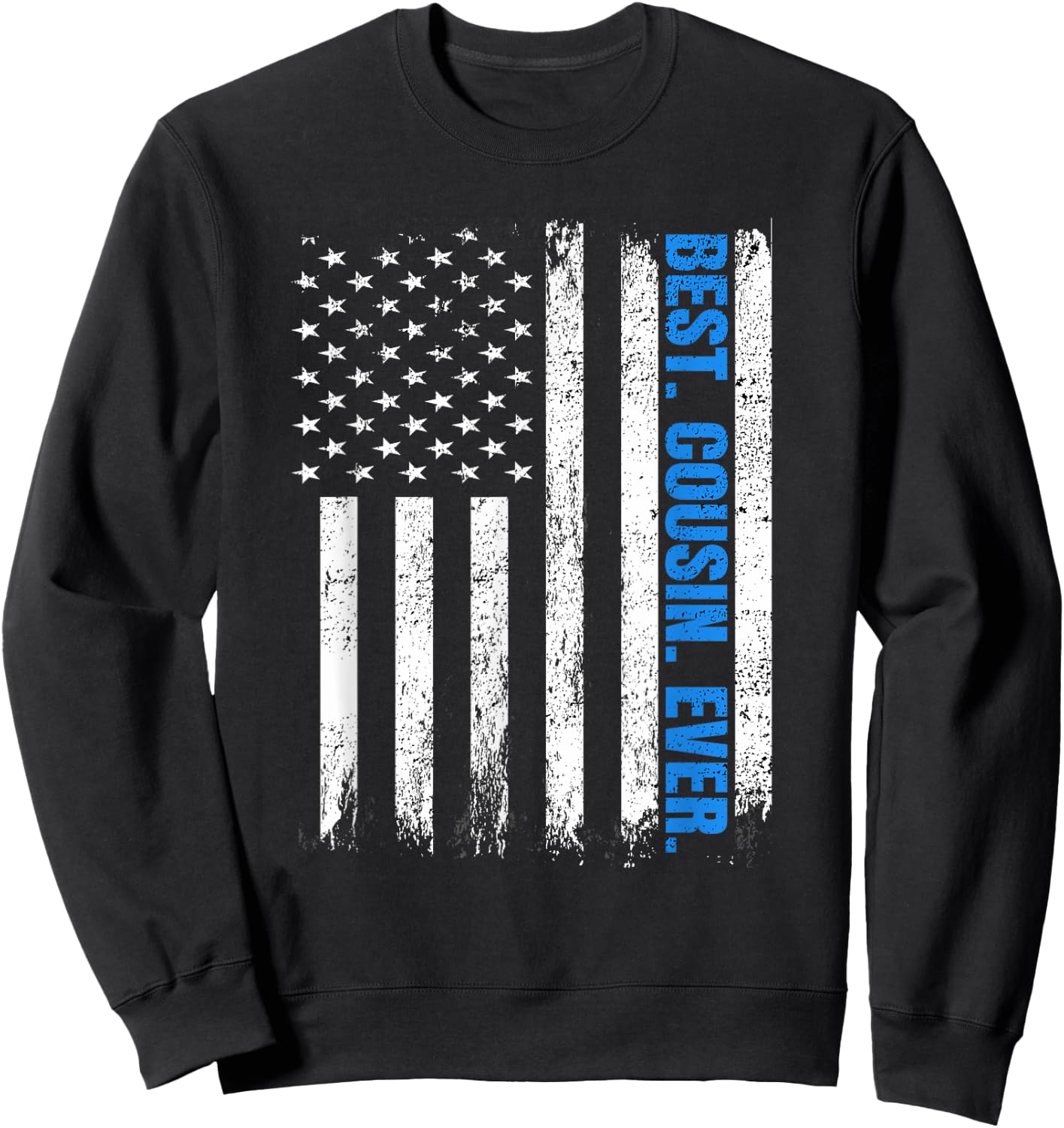Best Cousin Ever USA Flag Fathers Day Police Blue Line Kids Men Sweatshirt - Sweatshirt | Black