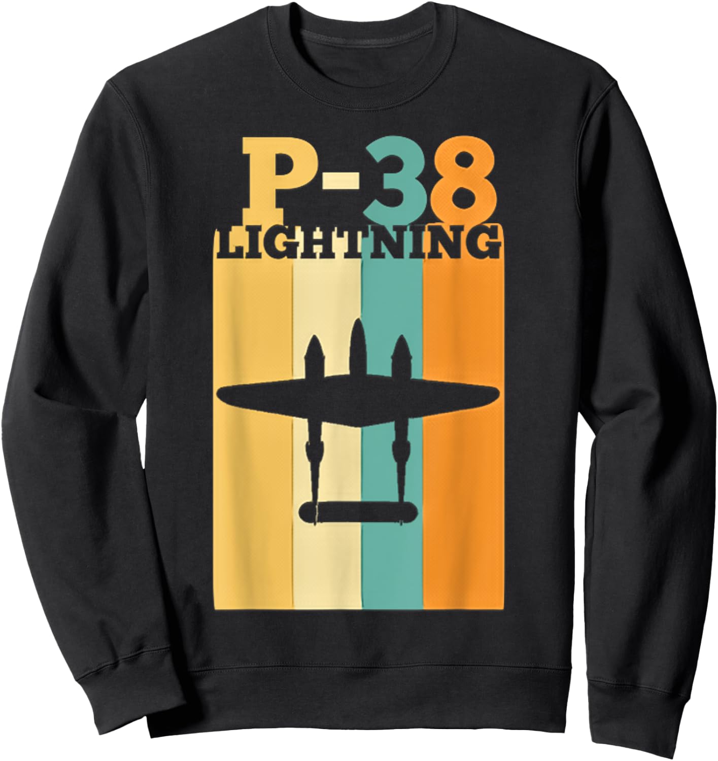 Vintage Warbird P-38 Lightning Fighter Airplane Sweatshirt - Sweatshirt | Black