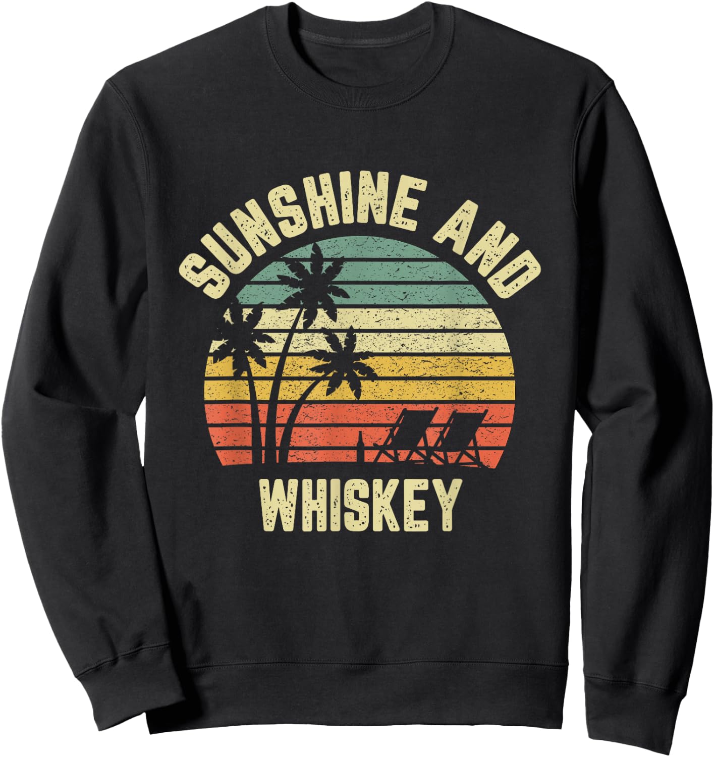 Vintage Sunshine and Whiskey Shirt Cool Retro Summertime Women Sweatshirt - Sweatshirt | Black
