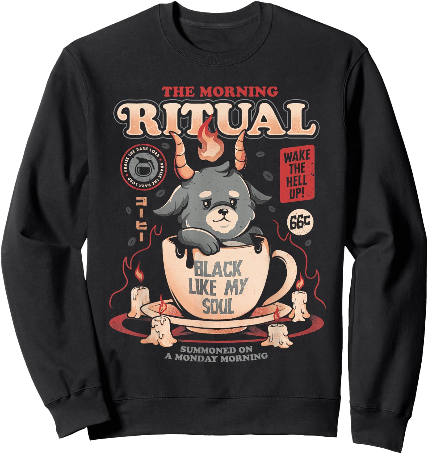 Baphomet Coffee The Morning Ritual Cute Goth Drinking Sweatshirt - Sweatshirt | Black