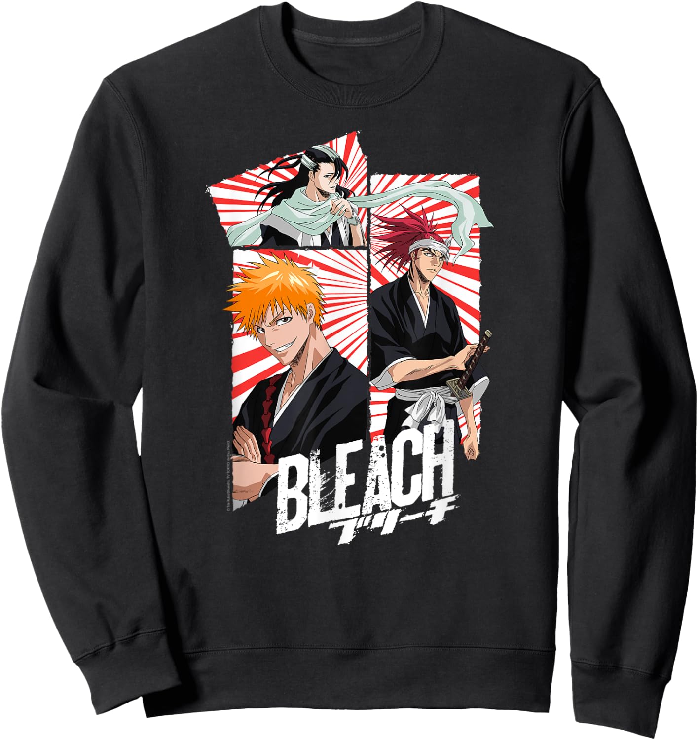 Bleach 3 Panel Mask and Scarf Anime Sweatshirt - Sweatshirt | Black