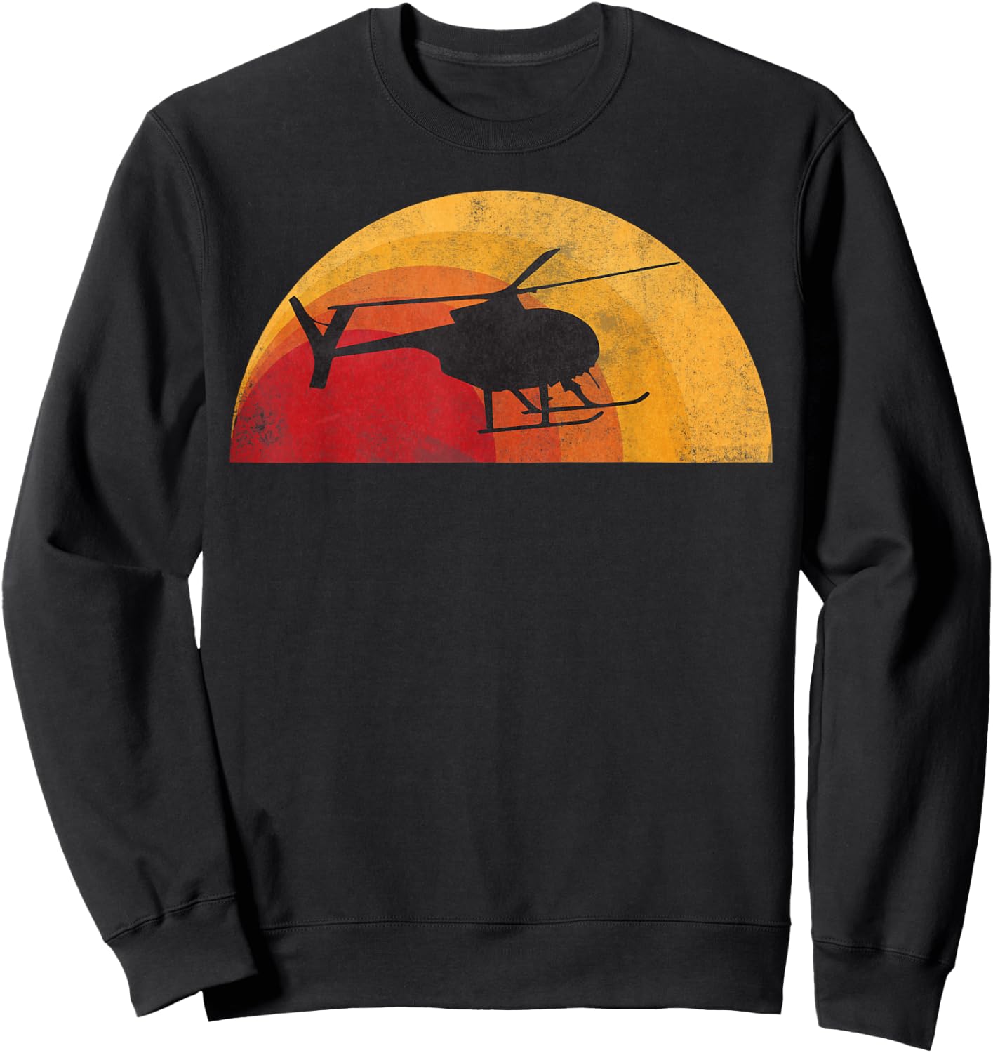 Helicopter Silhouette MD 500 Sunset Pilot Sweatshirt - Sweatshirt | Black