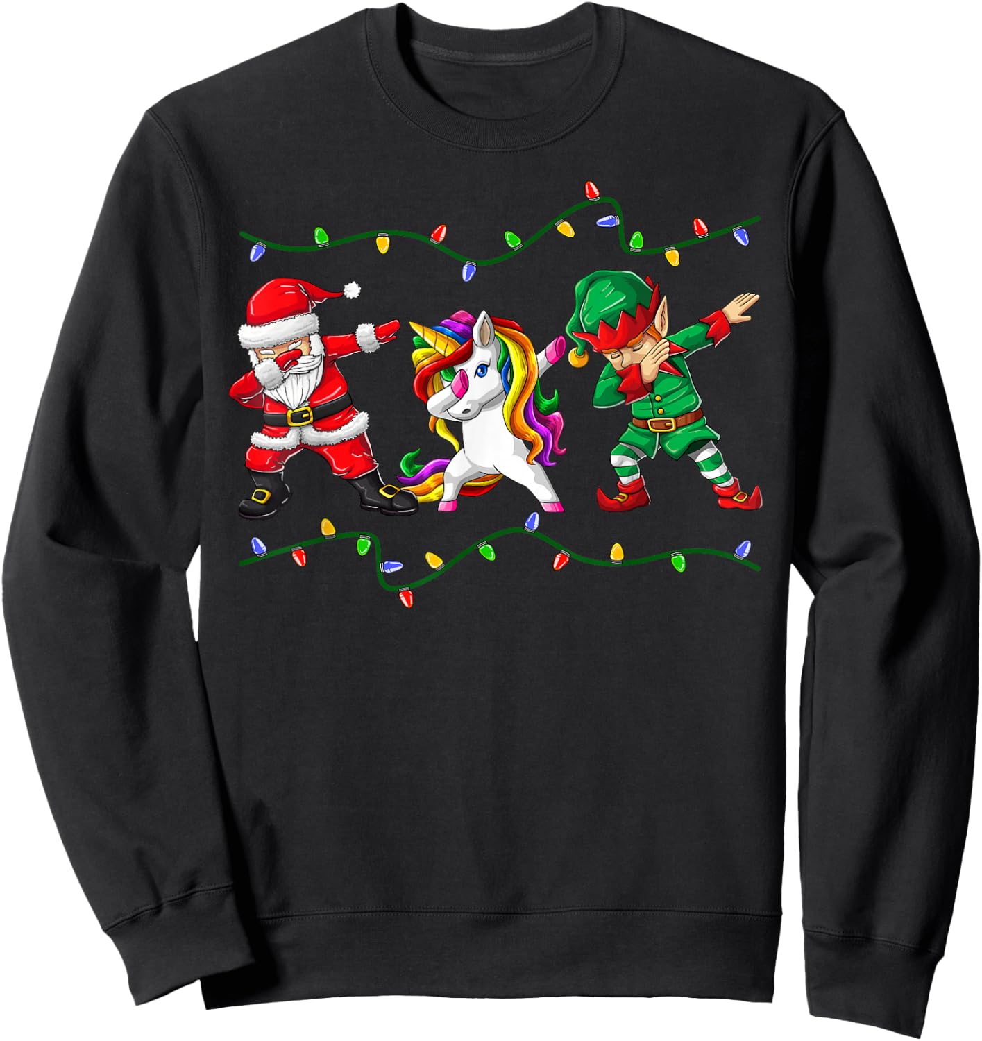 Dabbing Santa Elf Unicorn Christmas Kids Boys Men Xmas Gifts Sweatshirt - Sweatshirt | Black