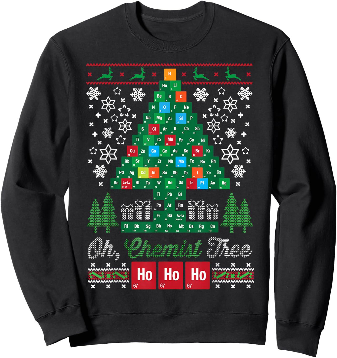 Oh Chemist Tree Merry Christmas Ugly Chemistry Sweatshirt - Sweatshirt | Black