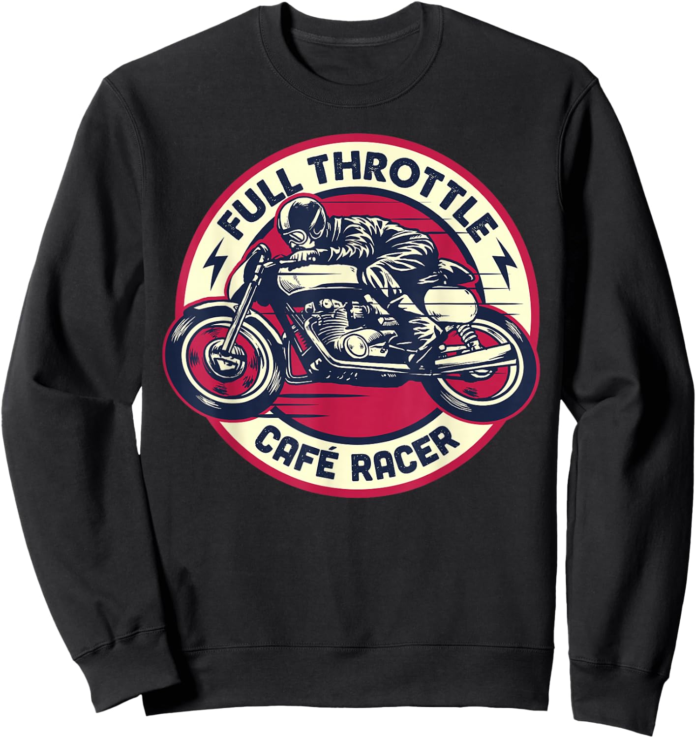 Cafe Racer - Full-Throttle - Vintage Motorcycle Sweatshirt - Sweatshirt | Black
