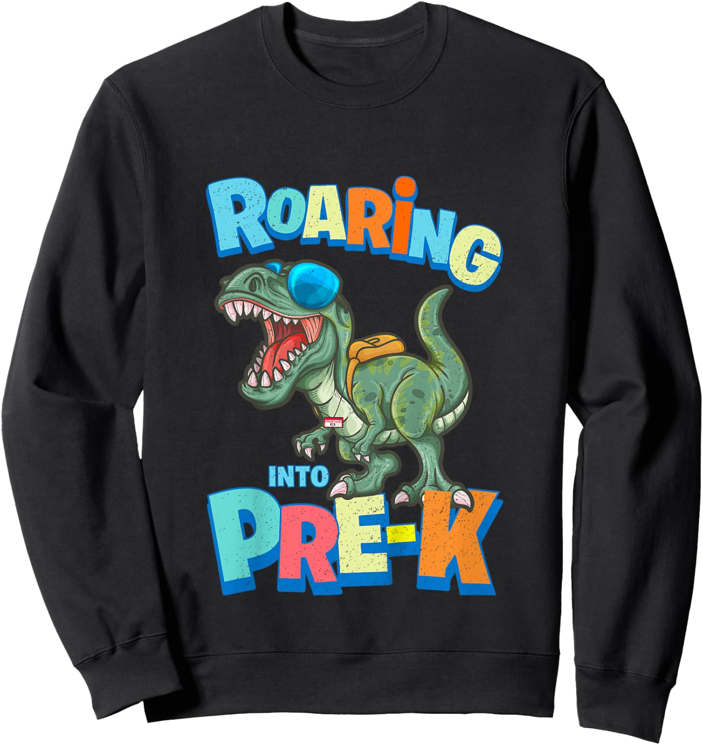 First Day of PRE-K Dinosaur Back to School T Rex Preschool Sweatshirt - Sweatshirt | Black