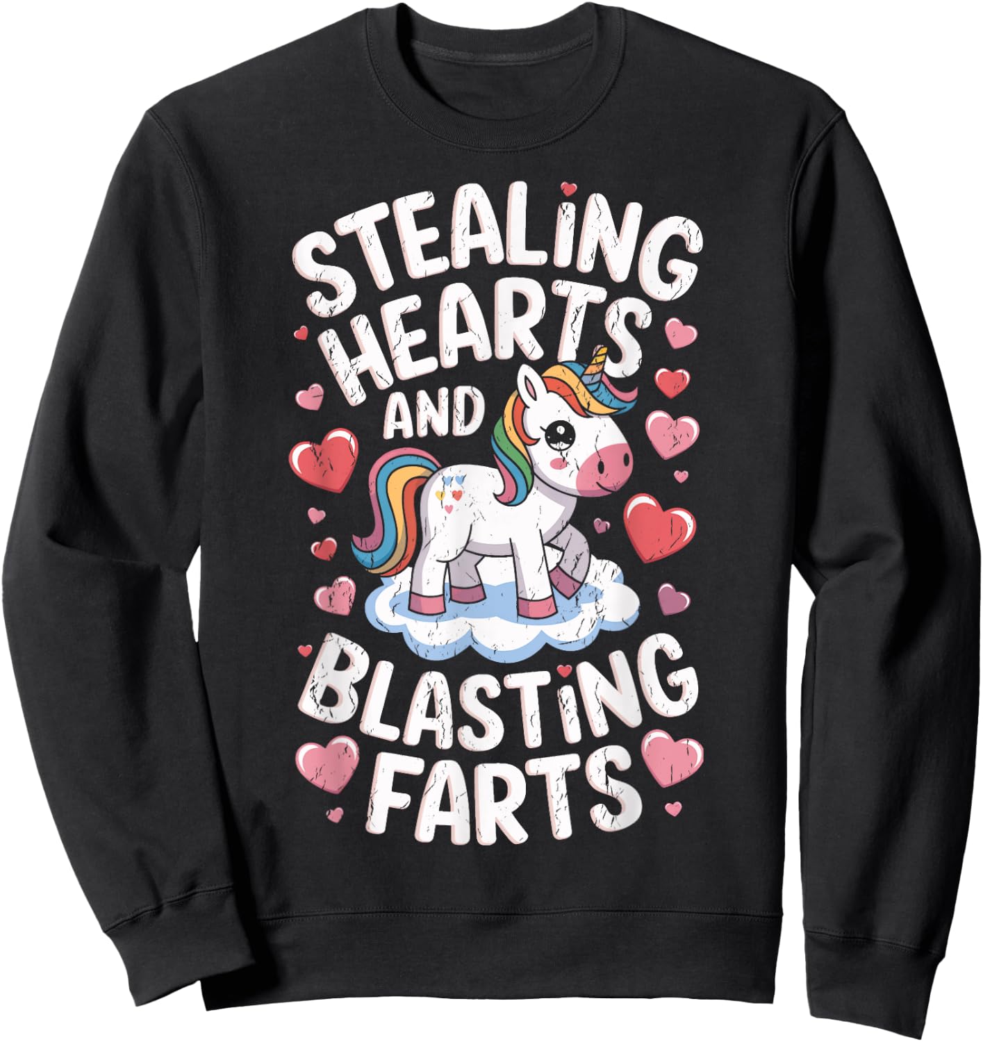 Breaking Hearts And Blasting Farts Funny Valentine Sweatshirt - Sweatshirt | Black
