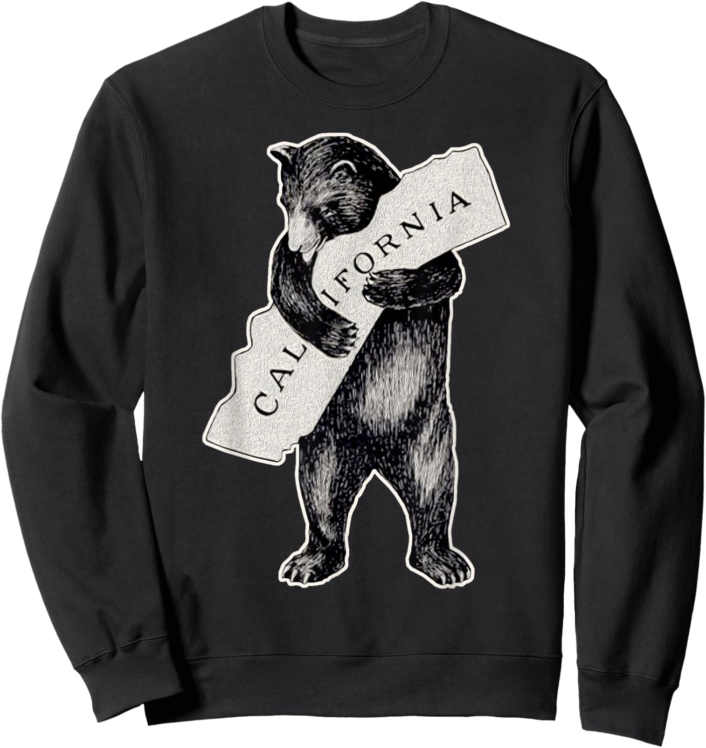 California Love Art-Retro Cali Bear Hug California Sweatshirt - Sweatshirt | Black