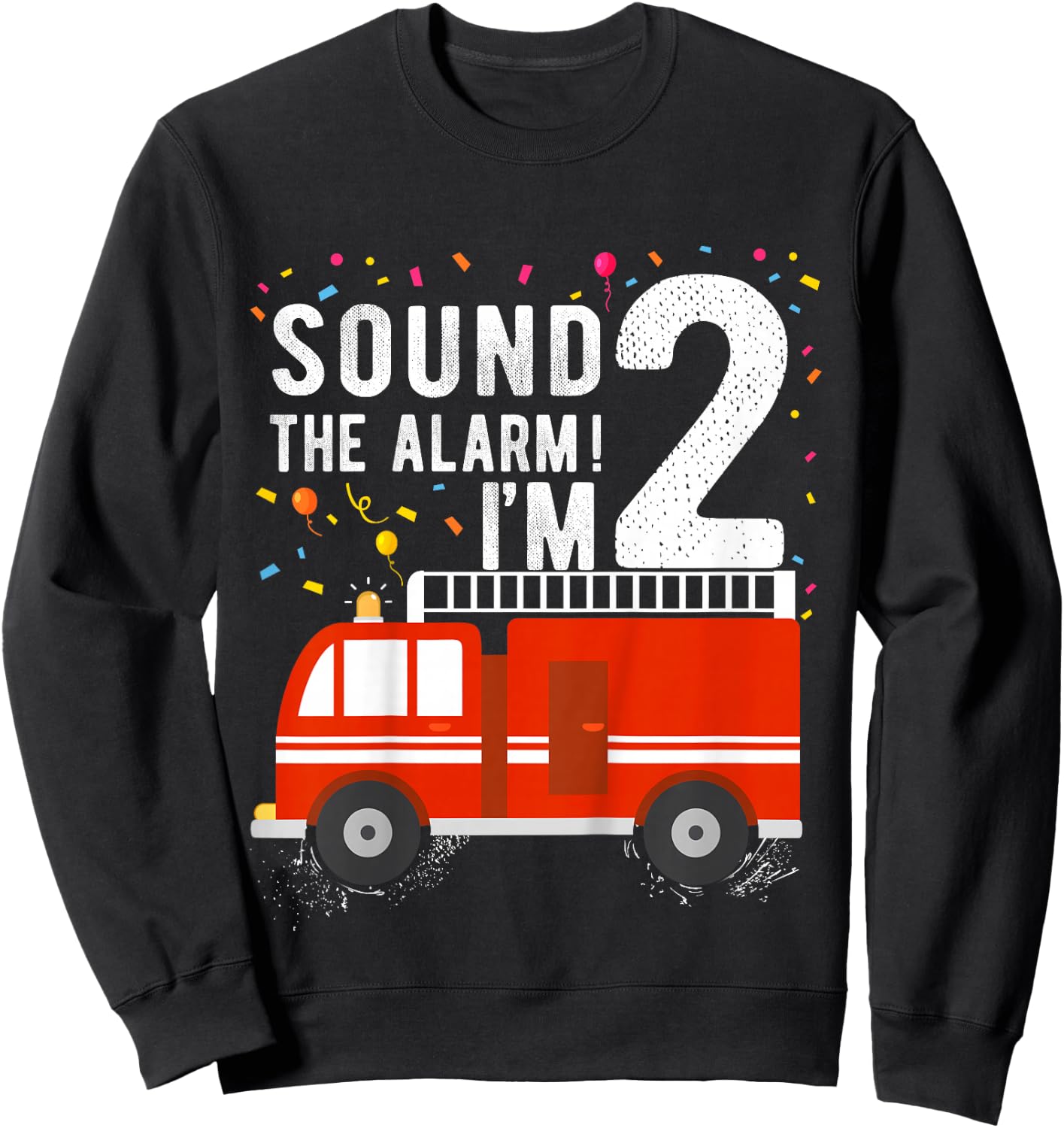 Fire Truck 2nd Birthday Boy 2 Year Old Firefighter Sweatshirt - Sweatshirt | Black