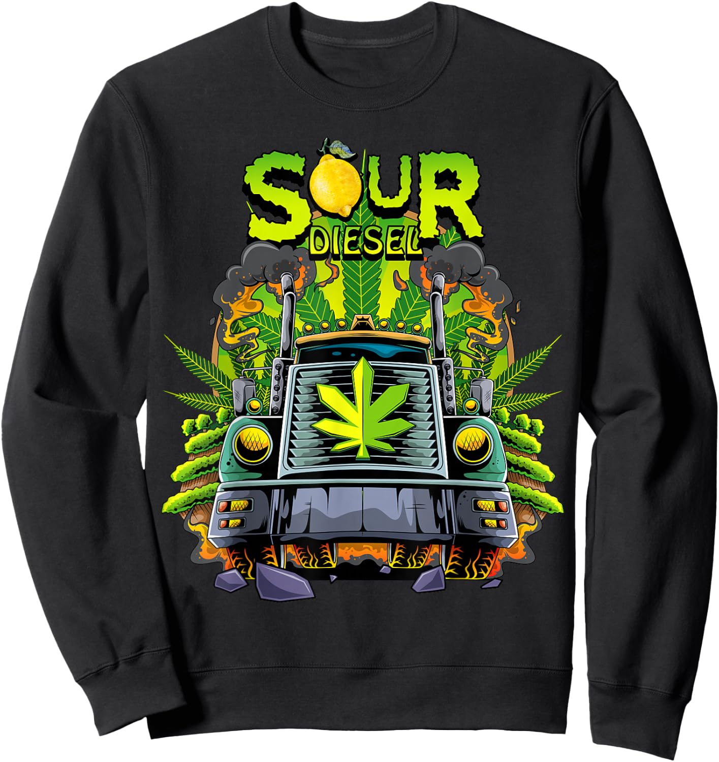 Weed Sour Diesel Strain Truck Cannabis Men Women Sour Diesel Sweatshirt - Sweatshirt | Black