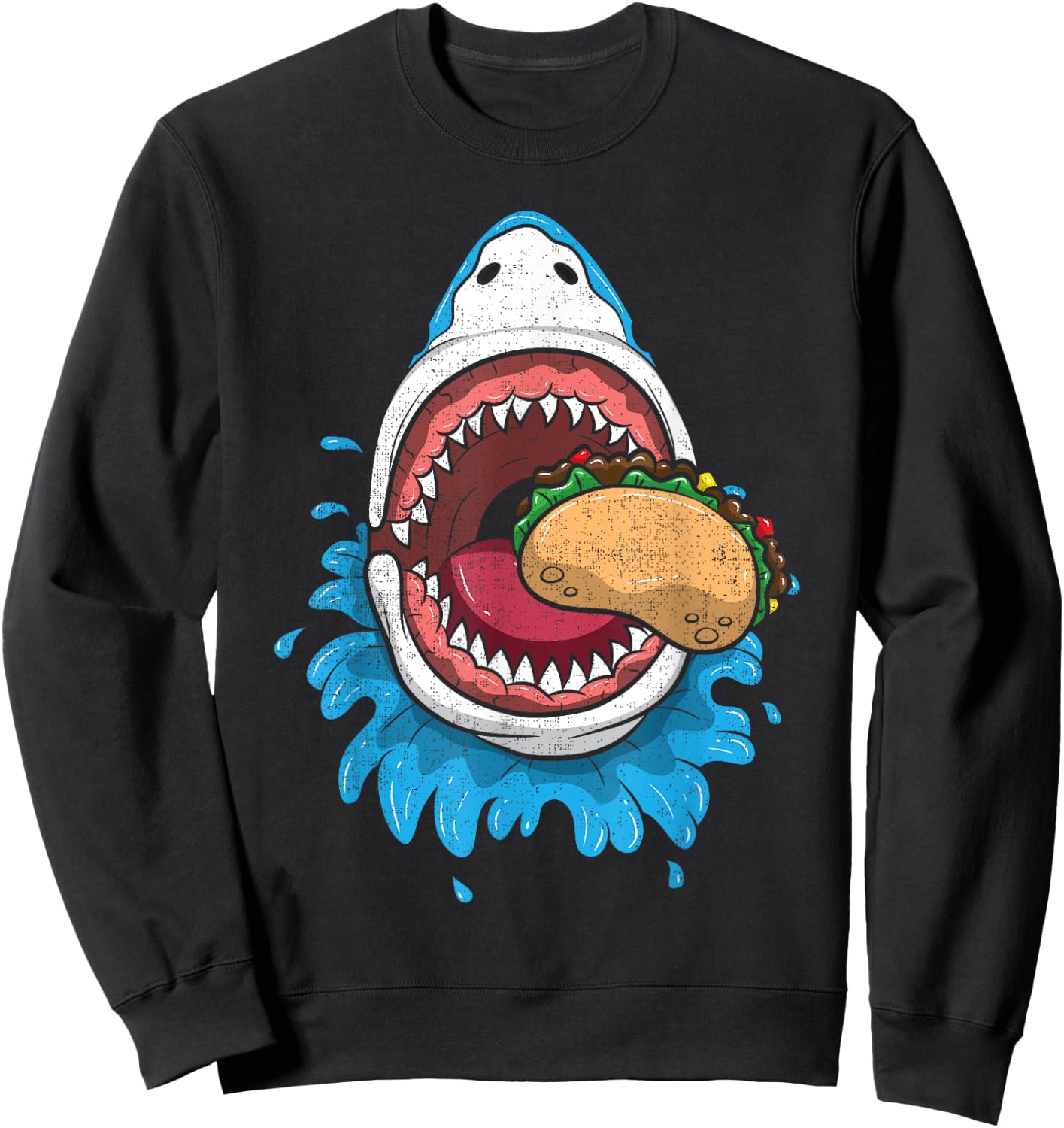 Halloween Shark Eating Taco Shirt Mexican Costume Boys Food Sweatshirt - Sweatshirt | Black