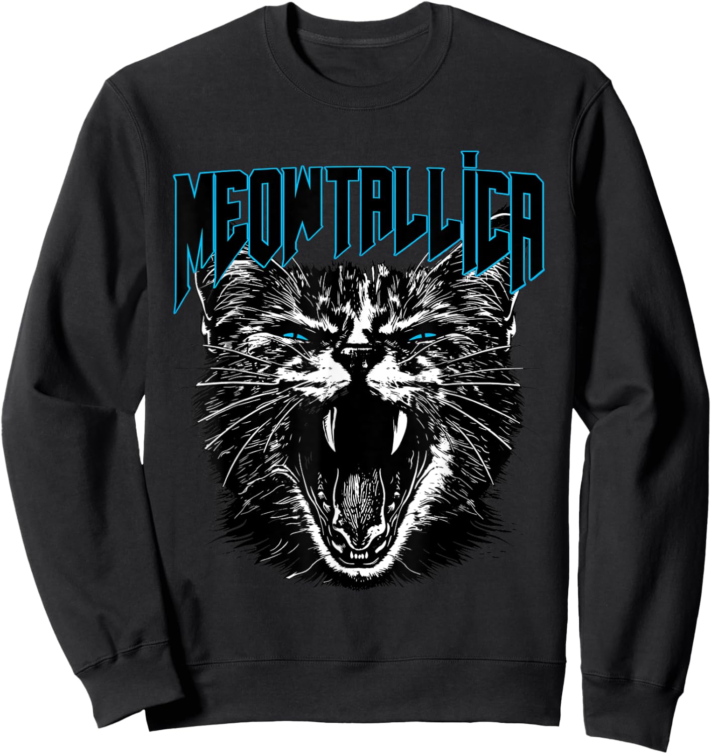 Funny Cat Lovers Meowtallica Design for Music Fans Sweatshirt - Sweatshirt | Black