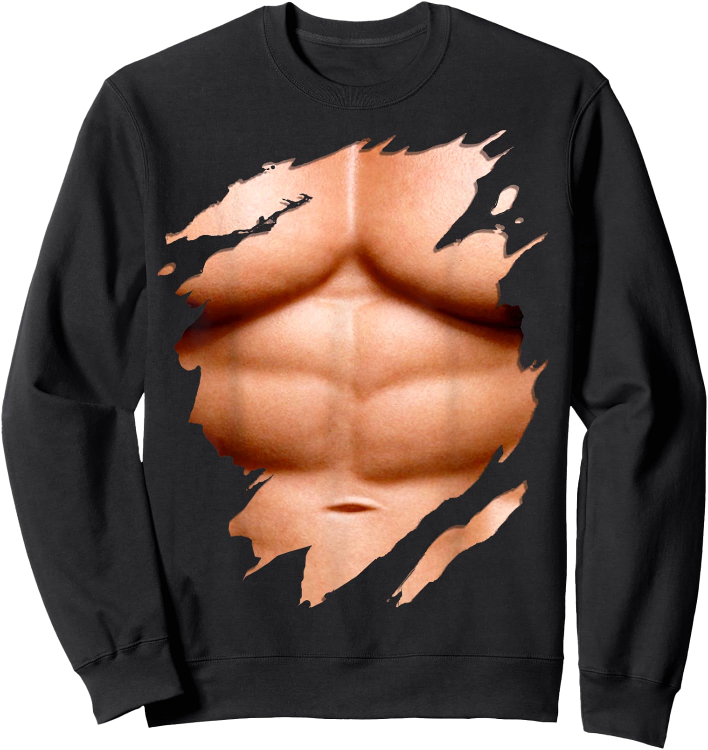Huge Chest Six Pack Abs Muscles Bodybuilder Sweatshirt - Sweatshirt | Black