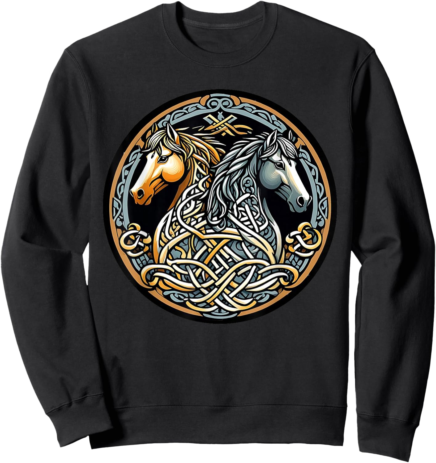 Celtic Viking Horses s Celtic Knot Style s Horse Lover Sweatshirt - Sweatshirt | Black