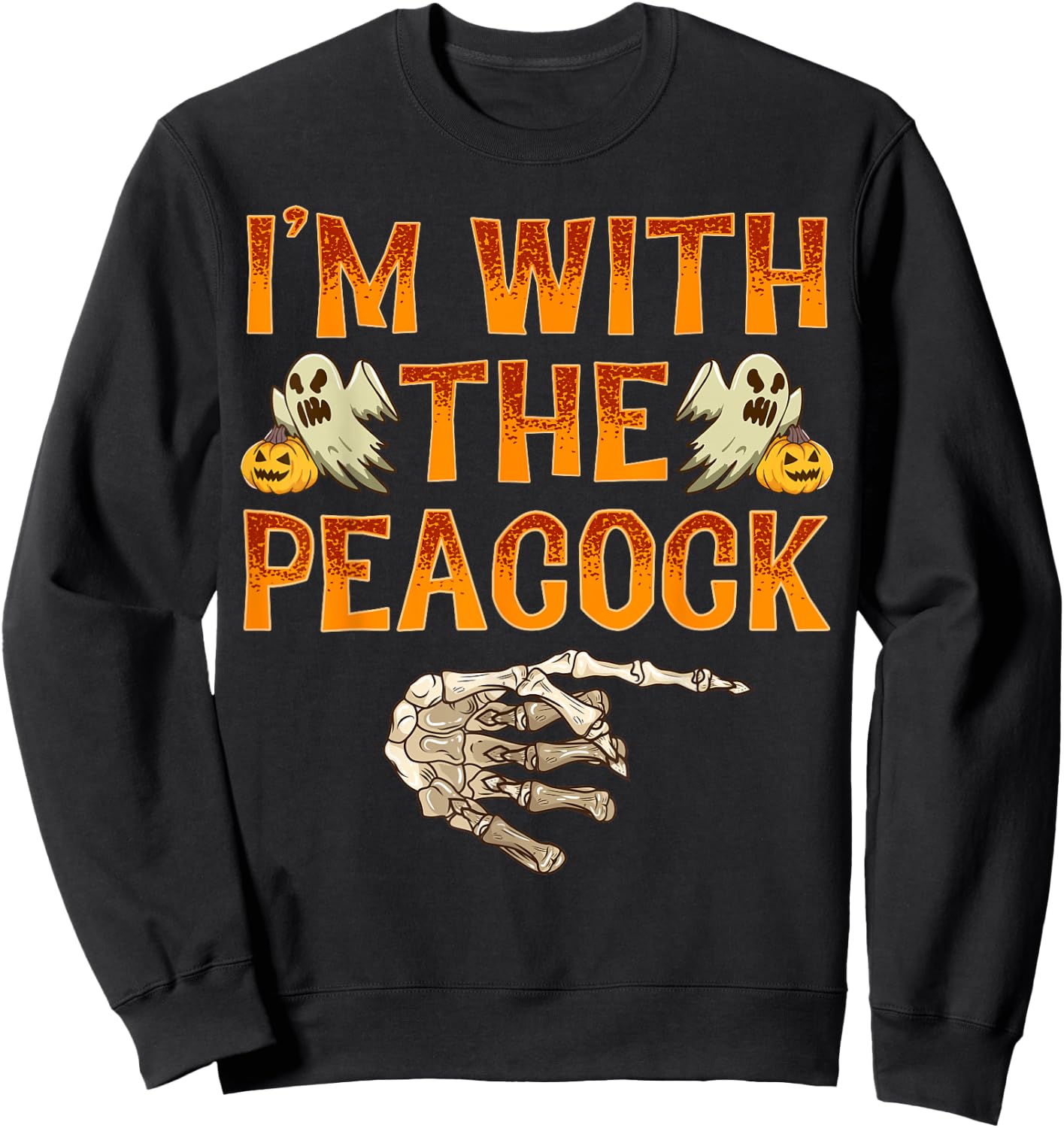 I'm With The Peacock Shirt Costume Funny Halloween Couple Sweatshirt - Sweatshirt | Black