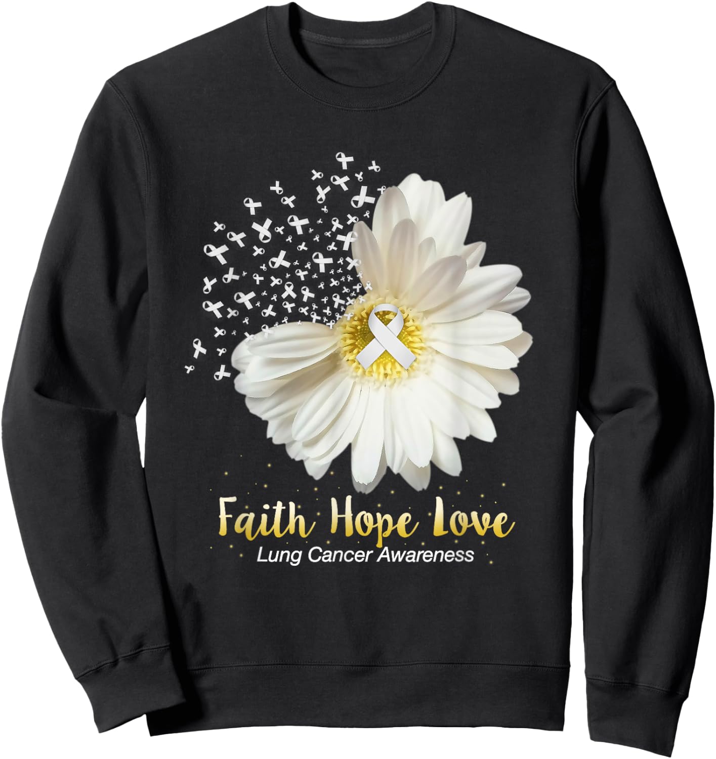 Faith Hope Love Lung Cancer Awareness Gifts Sweatshirt - Sweatshirt | Black