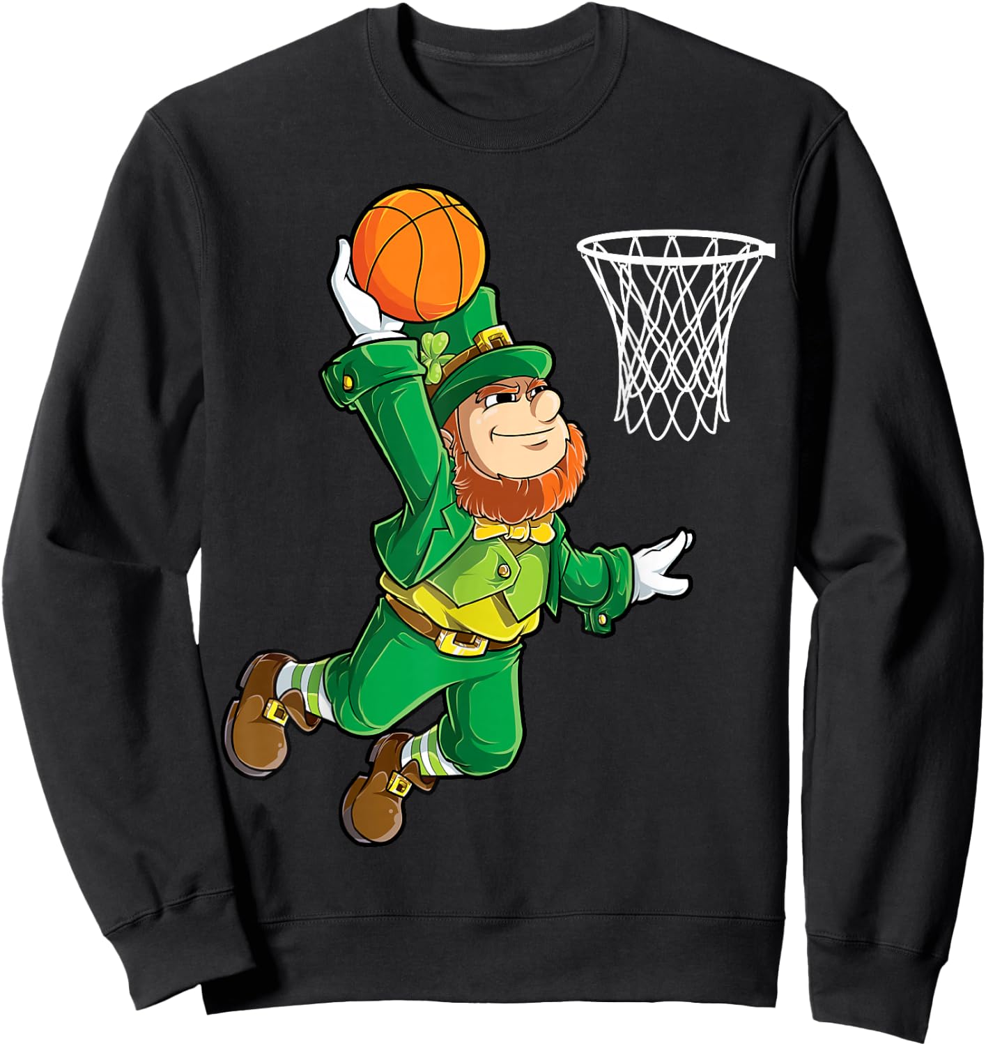 Leprechaun Basketball Dunk St Patricks Day Boys Men Sports Sweatshirt - Sweatshirt | Black