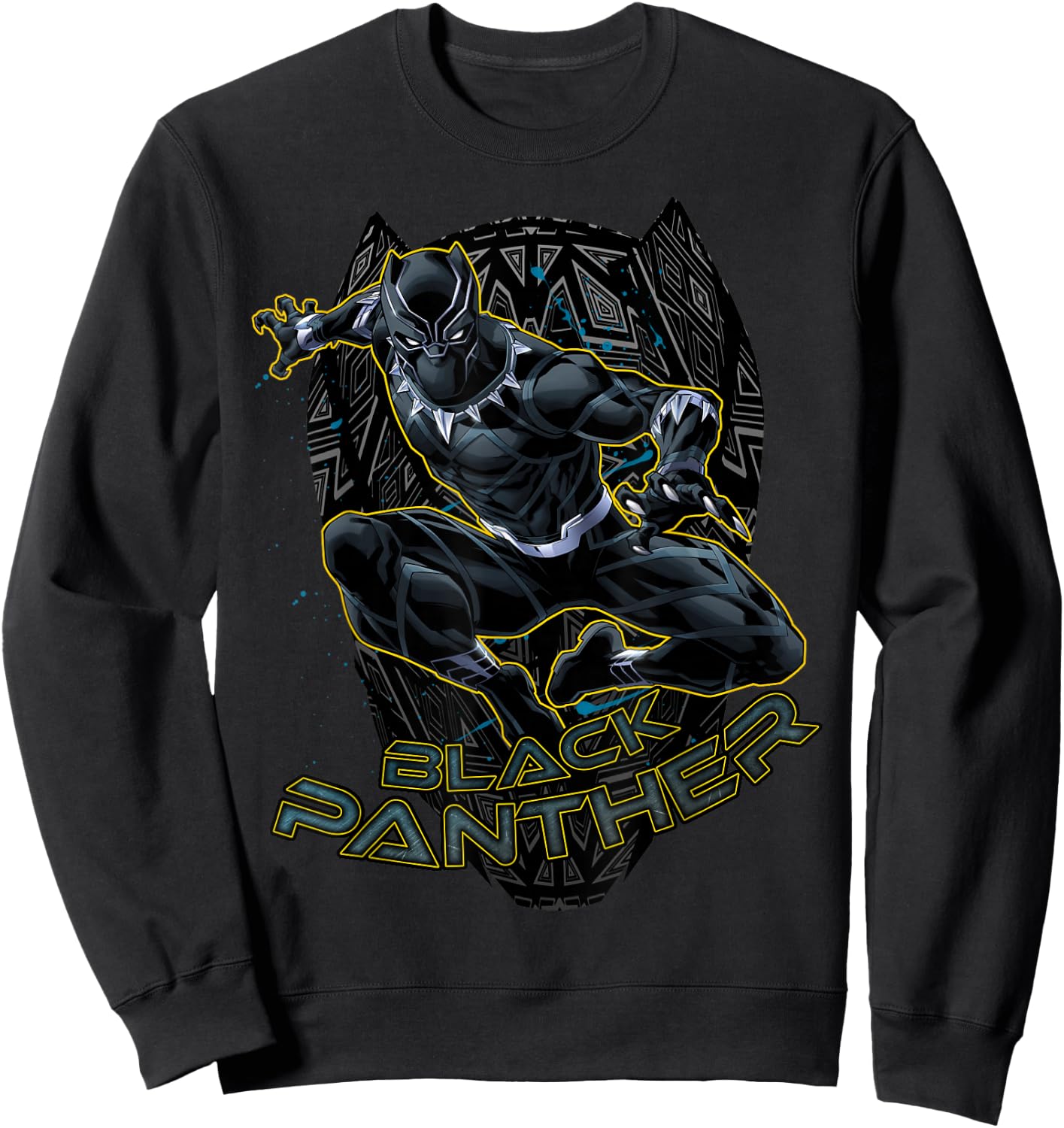 Marvel Black Panther Gold Trimmed Pounce Graphic Sweatshirt - Sweatshirt | Black